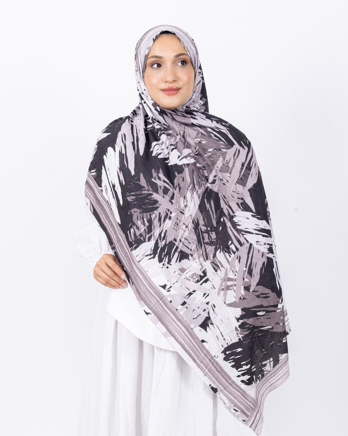 Mikro Bambu Kraş Şal D023 Açık Vizon Kahve, 75 × 185 cm şal – görsel 2