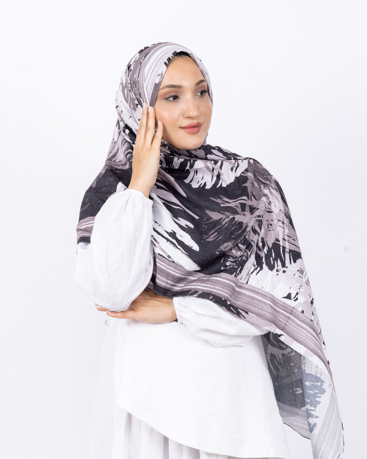 Mikro Bambu Kraş Şal D023 Açık Vizon Kahve, 75 × 185 cm şal – görsel 3