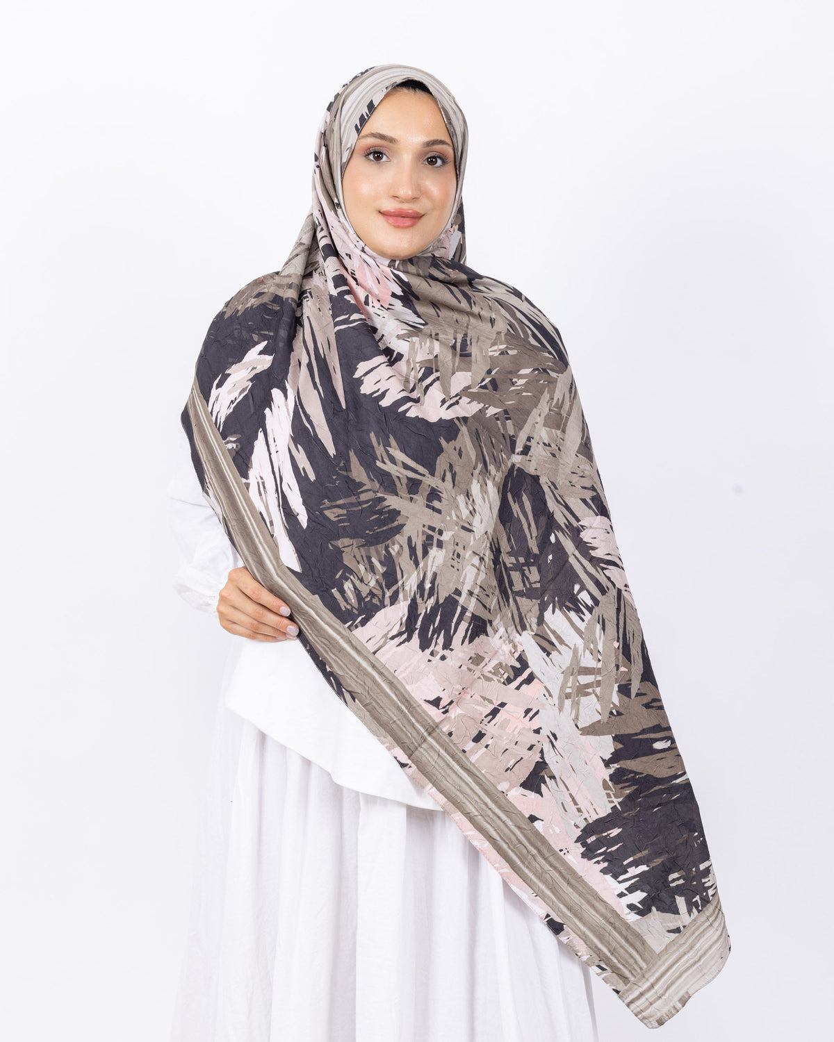 Mikro Bambu Kraş Şal D023 Su Yeşili Kahve, 75 × 185 cm şal – görsel 2