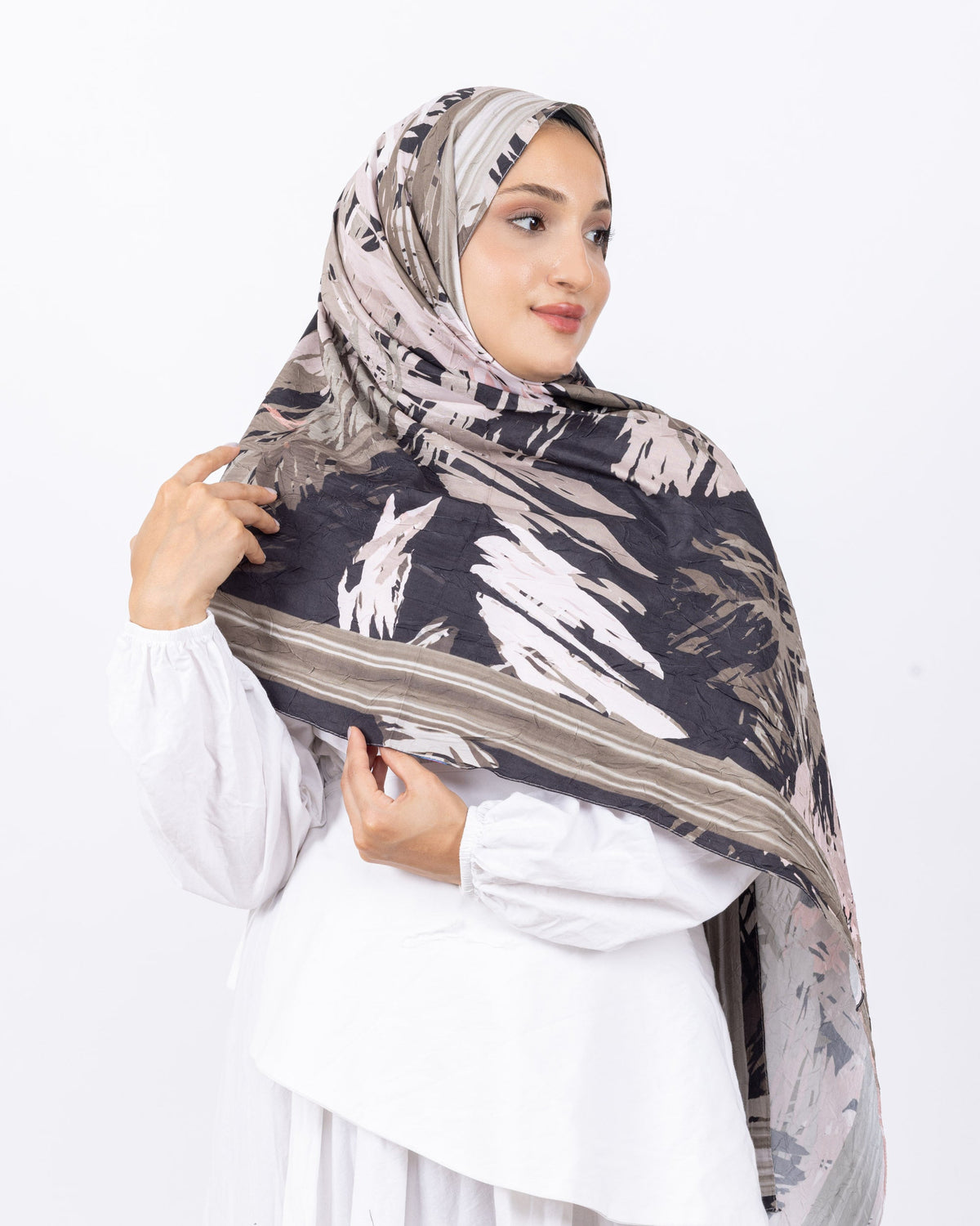 Mikro Bambu Kraş Şal D023 Su Yeşili Kahve, 75 × 185 cm şal – görsel 1