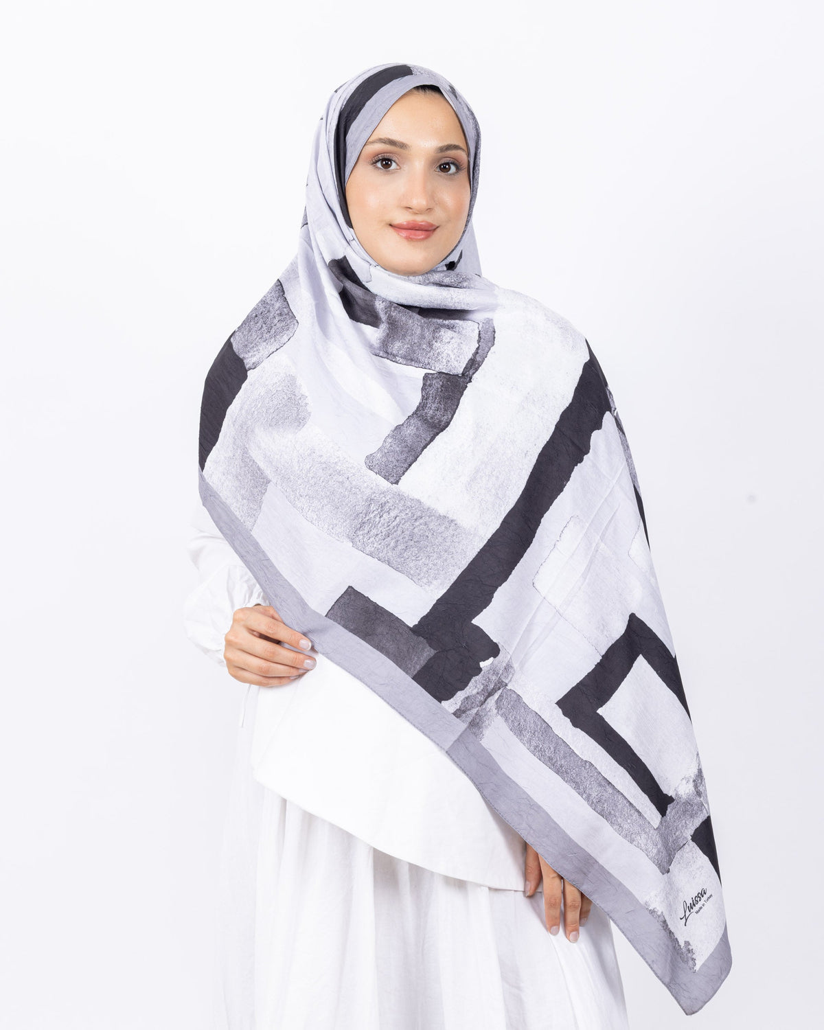 Mikro Bambu Kraş Şal D026 Gri, 75 × 185 cm şal – görsel 2