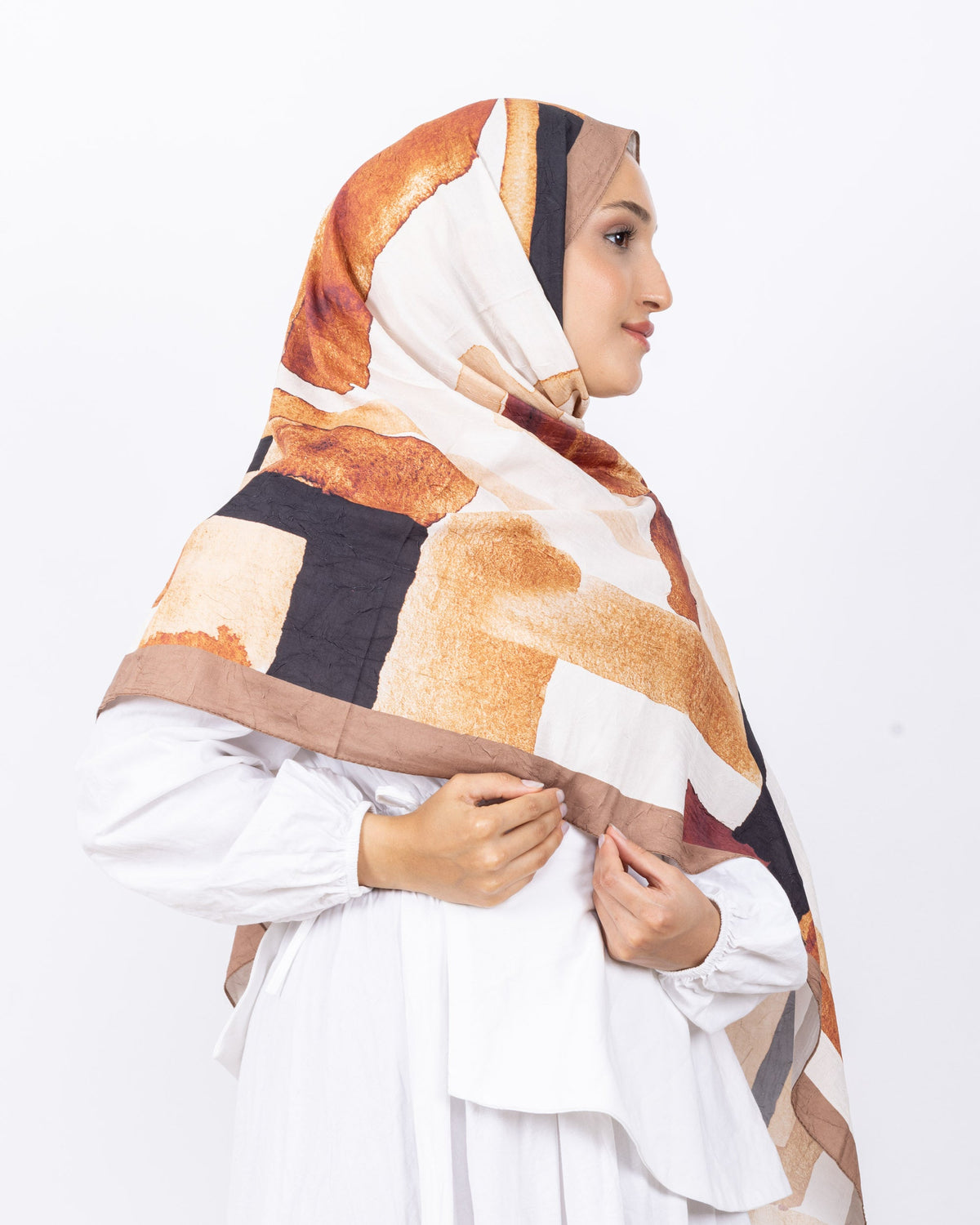 Mikro Bambu Kraş Şal D026 Sütlü-Kahve, 75 × 185 cm şal – görsel 4