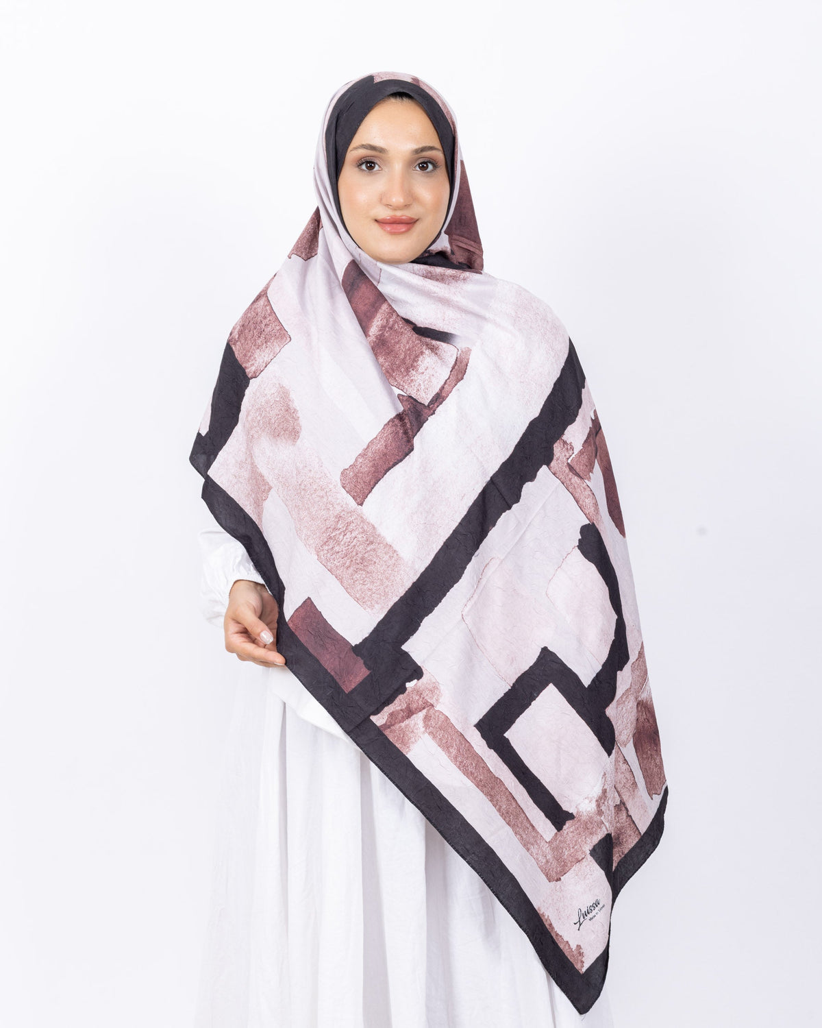 Mikro Bambu Kraş Şal D026 Siyah-Pembe, 75 × 185 cm şal – görsel 2