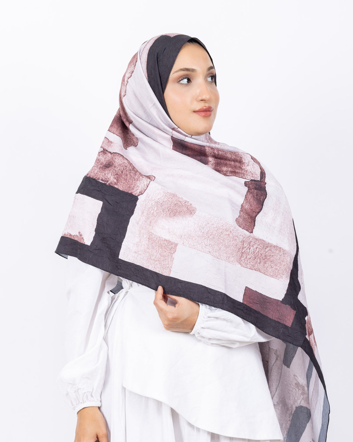 Mikro Bambu Kraş Şal D026 Siyah-Pembe, 75 × 185 cm şal – görsel 3