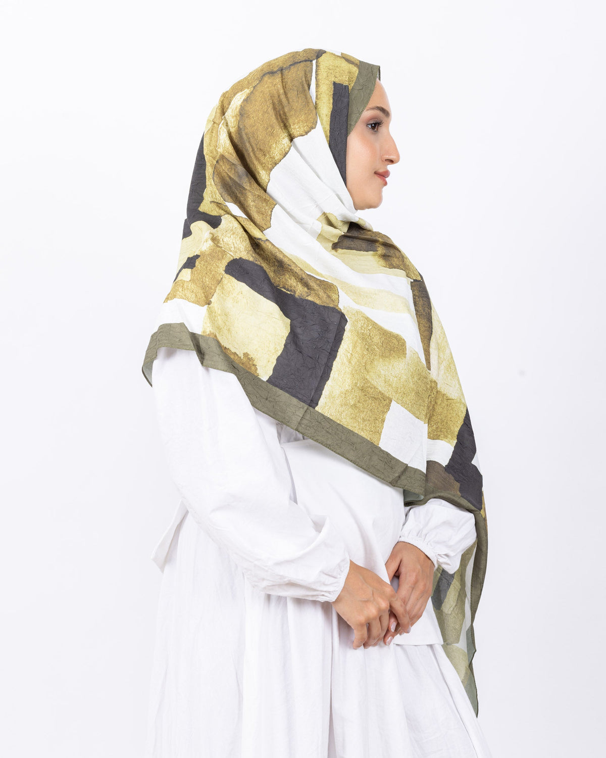 Mikro Bambu Kraş Şal D026 Haki Yeşili, 75 × 185 cm şal – görsel 1