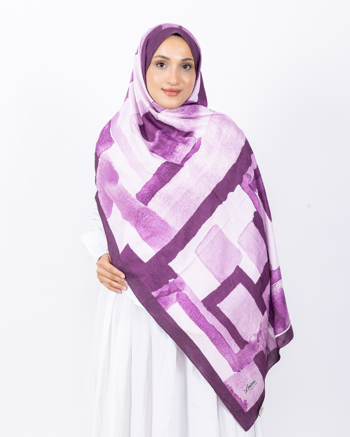Mikro Bambu Kraş Şal D026 Mor-Lila, 75 × 185 cm şal – görsel 3