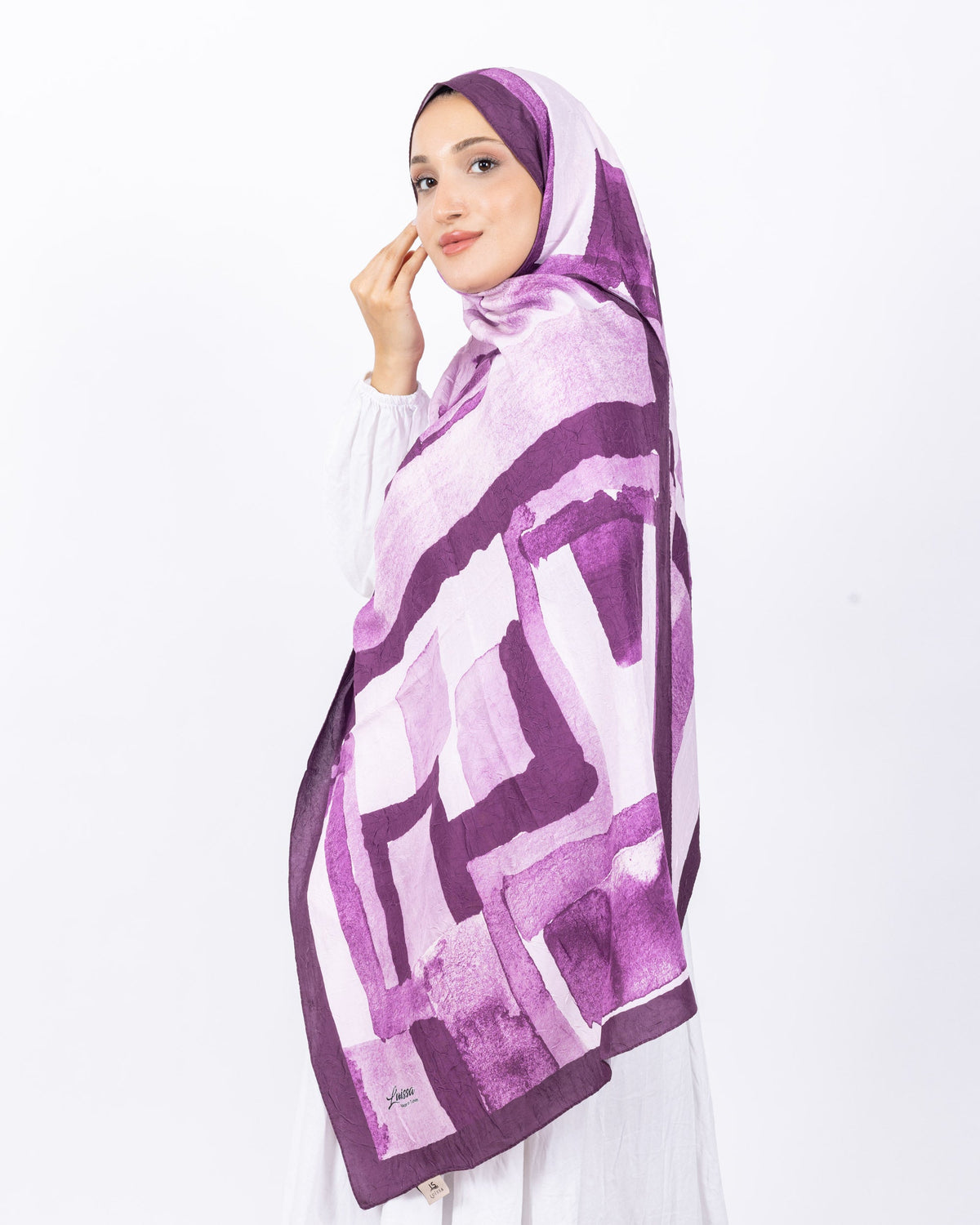Mikro Bambu Kraş Şal D026 Mor-Lila, 75 × 185 cm şal – görsel 1