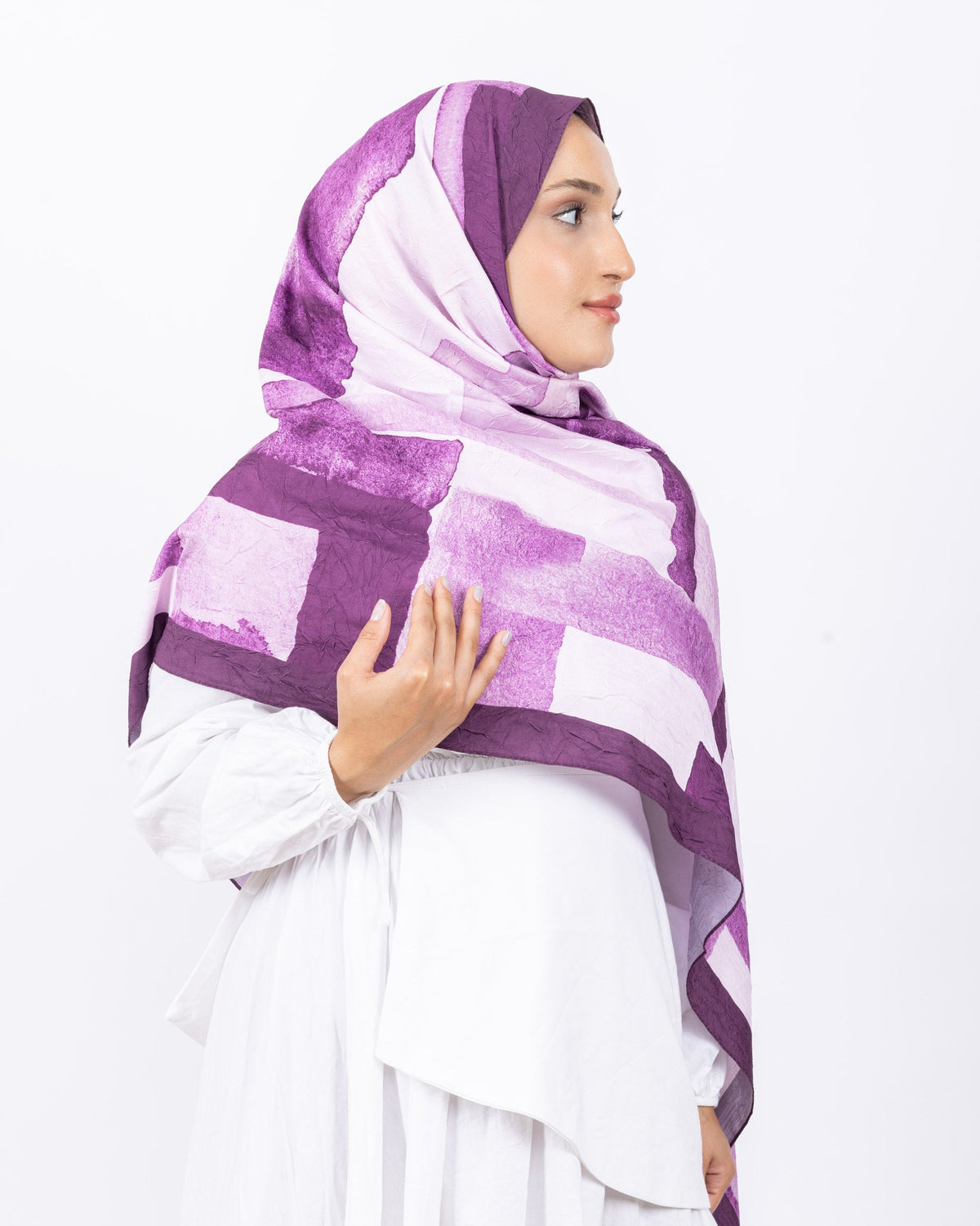 Mikro Bambu Kraş Şal D026 Mor-Lila, 75 × 185 cm şal – görsel 2