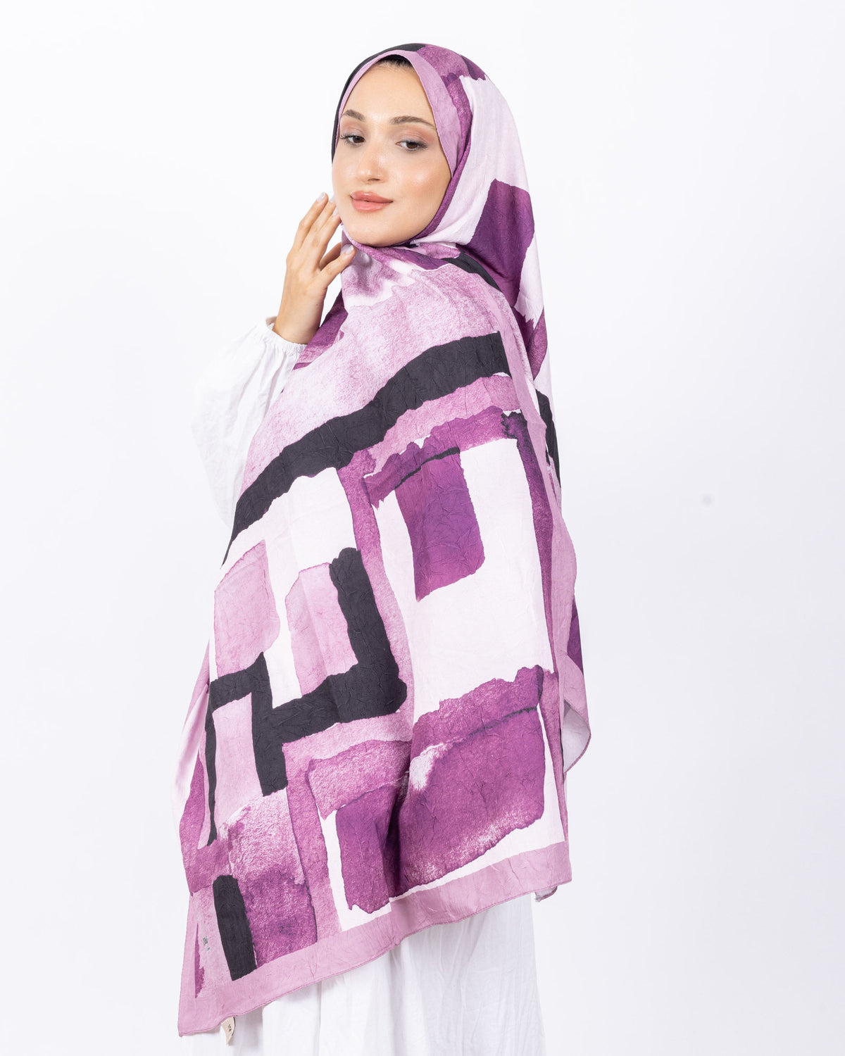 Mikro Bambu Kraş Şal D026 Gül Kurusu Pembe, 75 × 185 cm şal – görsel 2
