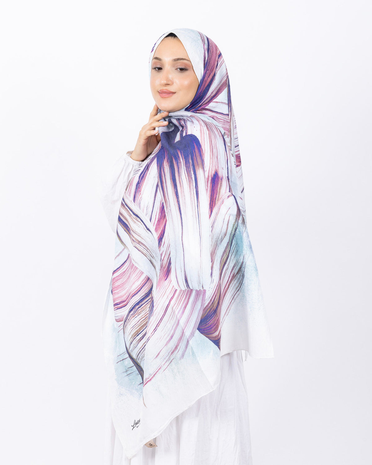 Mikro Bambu Kraş Şal D035 Mor-Mavi, 75 × 185 cm şal – görsel 2