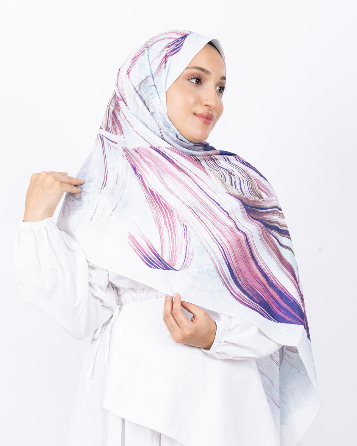 Mikro Bambu Kraş Şal D035 Mor-Mavi, 75 × 185 cm şal – görsel 3