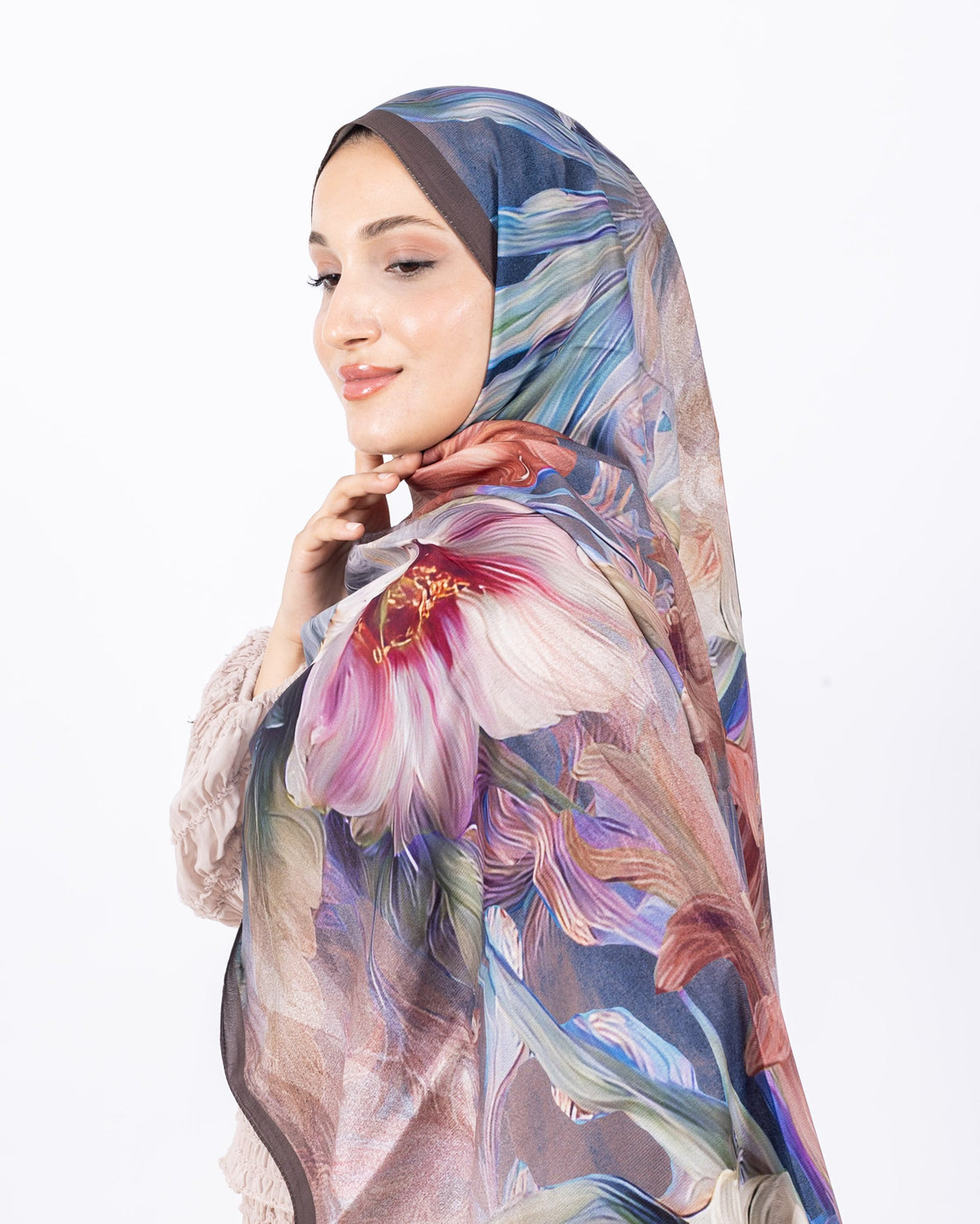 Mikro Soft Şal D003 Kahverengi, çiçekli desenli, 75 × 185 cm şal – görsel 1