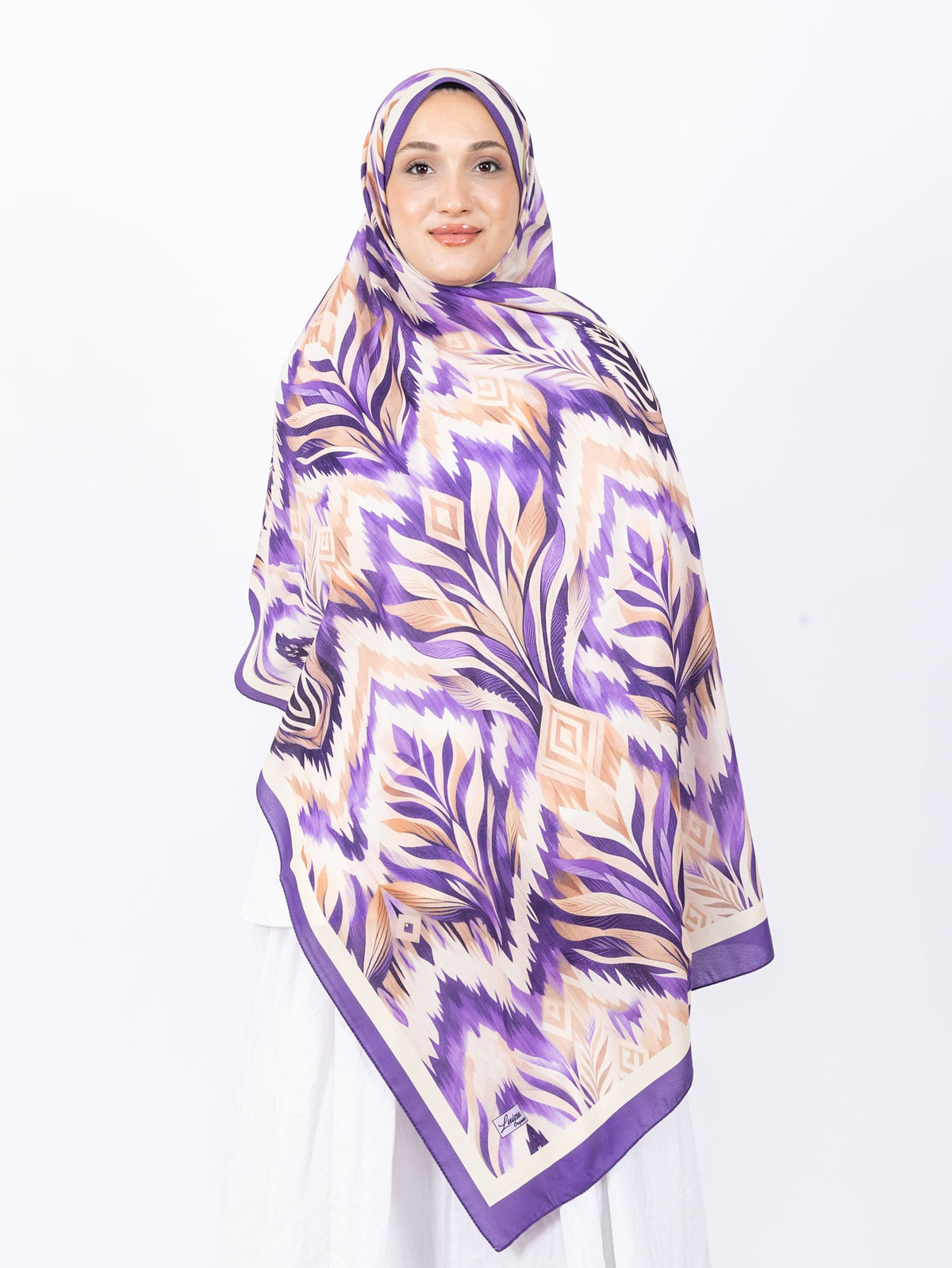 Mikro Soft Şal D008 Mor, çiçekli desenli, 75 × 185 cm şal – görsel 2