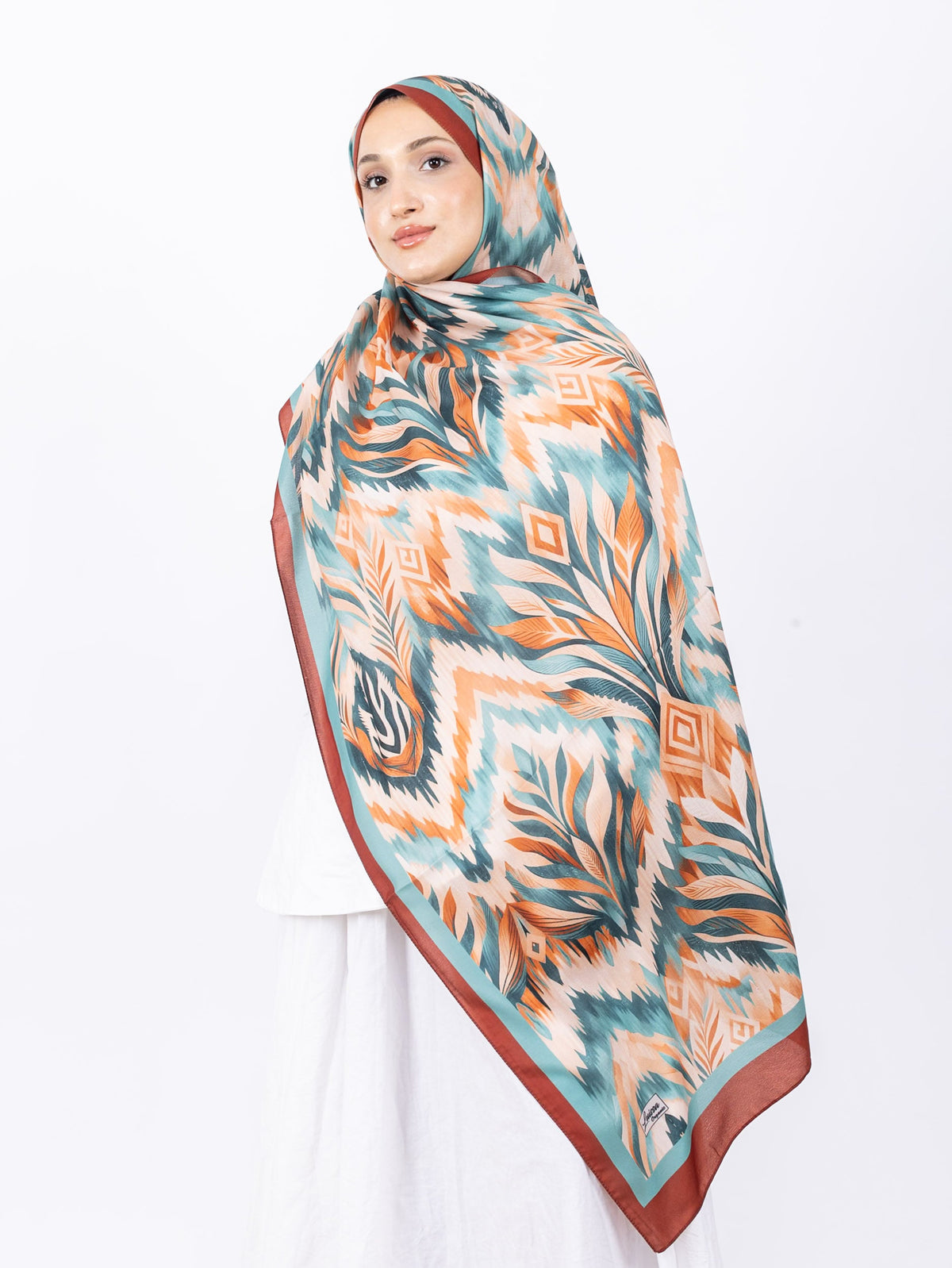 Mikro Soft Şal D008 Kiremit, çiçekli desenli, 75 × 185 cm şal – görsel 2
