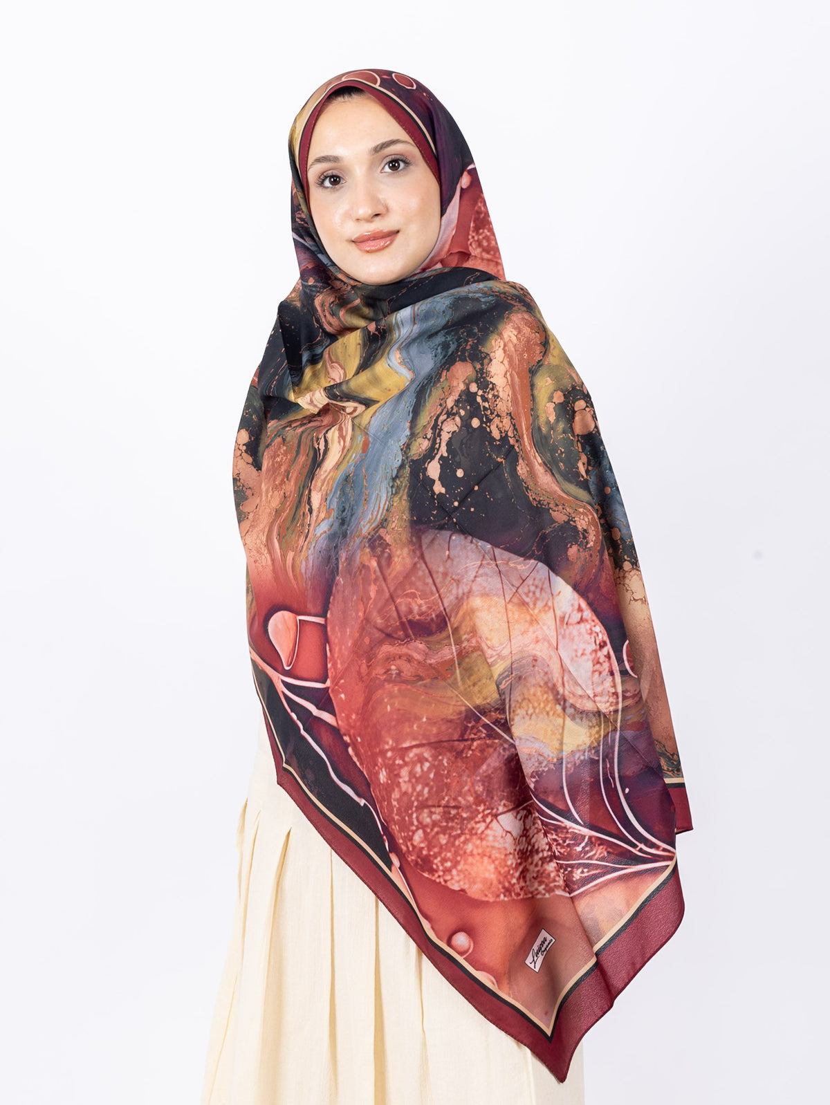 Mikro Soft Şal D010 Bordo, çiçekli desenli, 75 × 185 cm şal – görsel 2