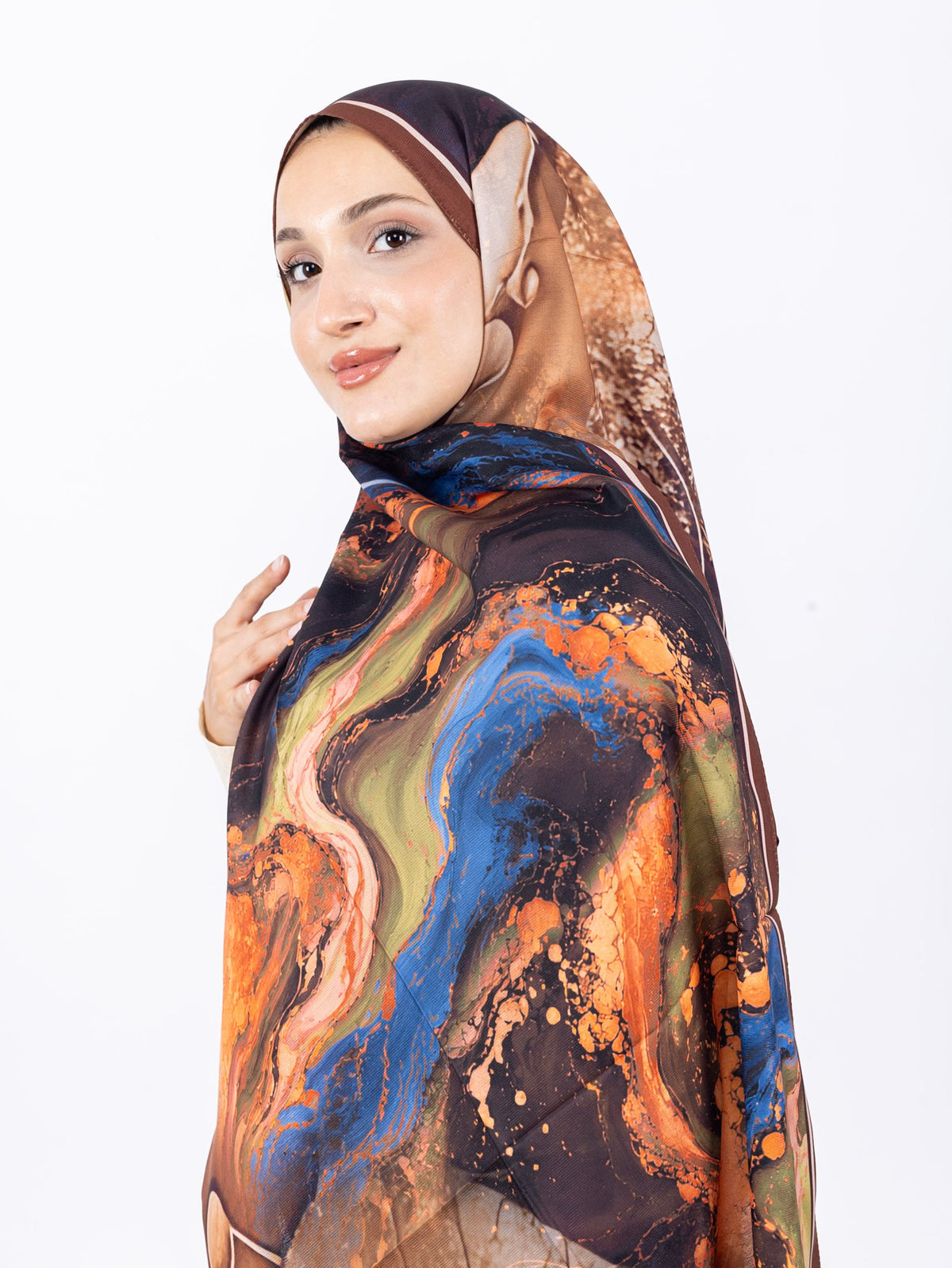 Mikro Soft Şal D010 Kahverengi, çiçekli desenli, 75 × 185 cm şal – görsel 3