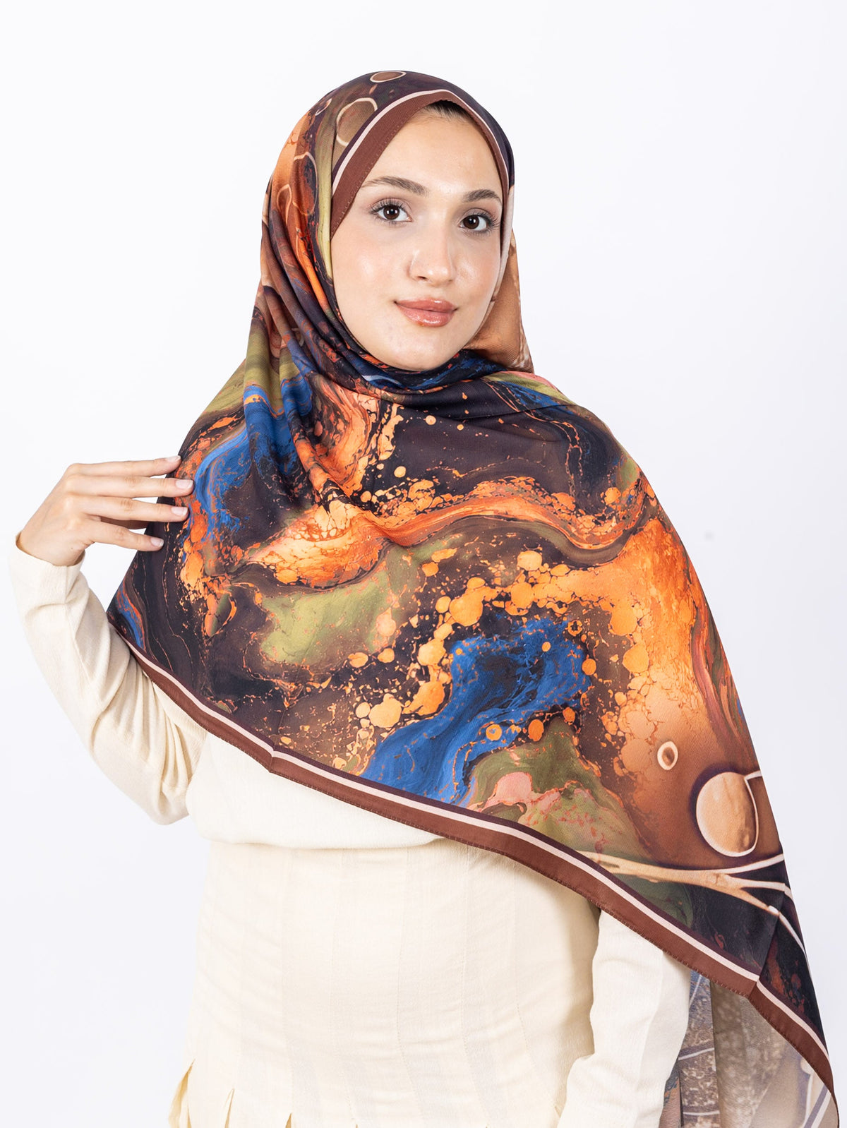 Mikro Soft Şal D010 Kahverengi, çiçekli desenli, 75 × 185 cm şal – görsel 1