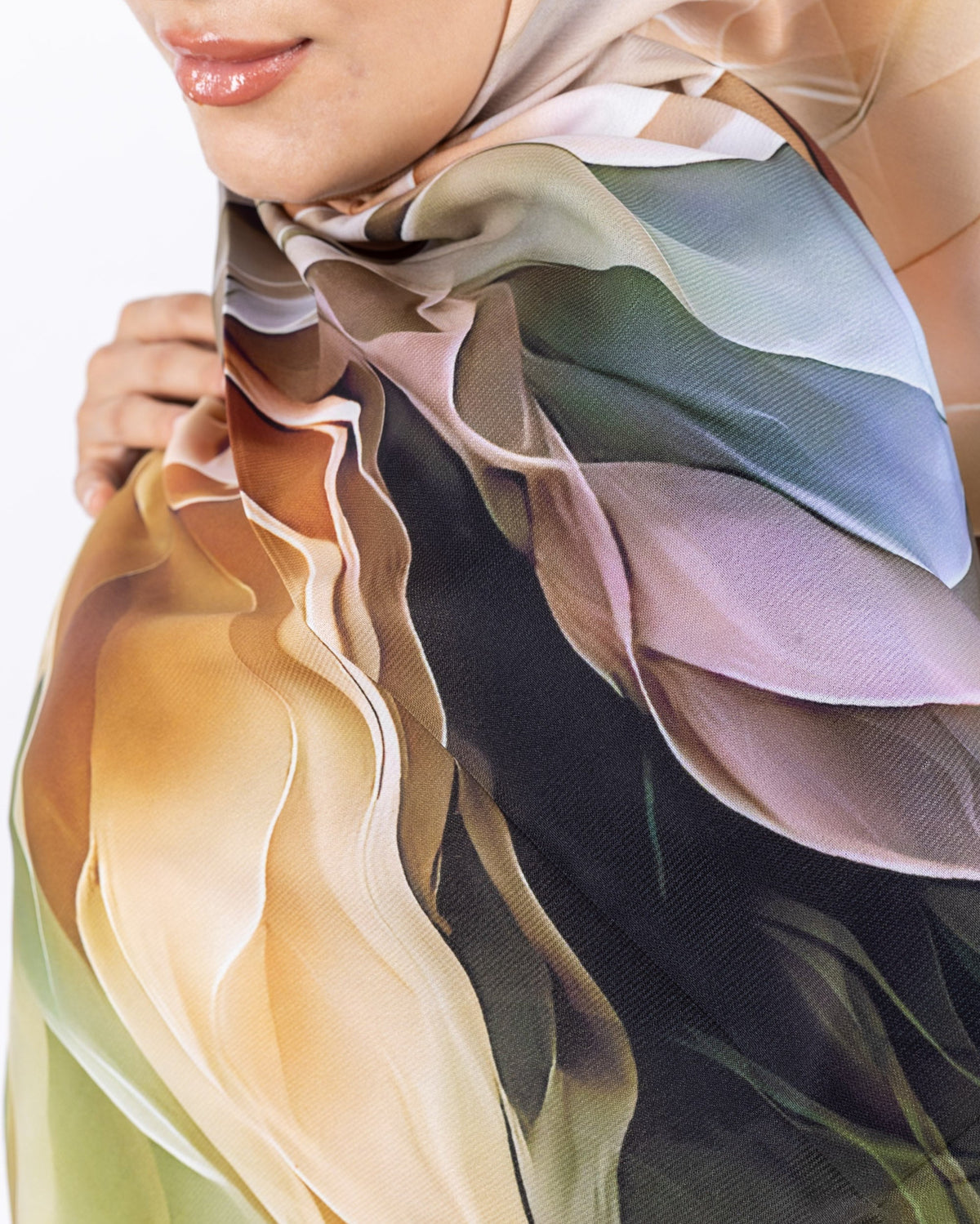 Mikro Soft Şal D007 Kahverengi, çiçekli desenli, 75 × 185 cm şal – görsel 4