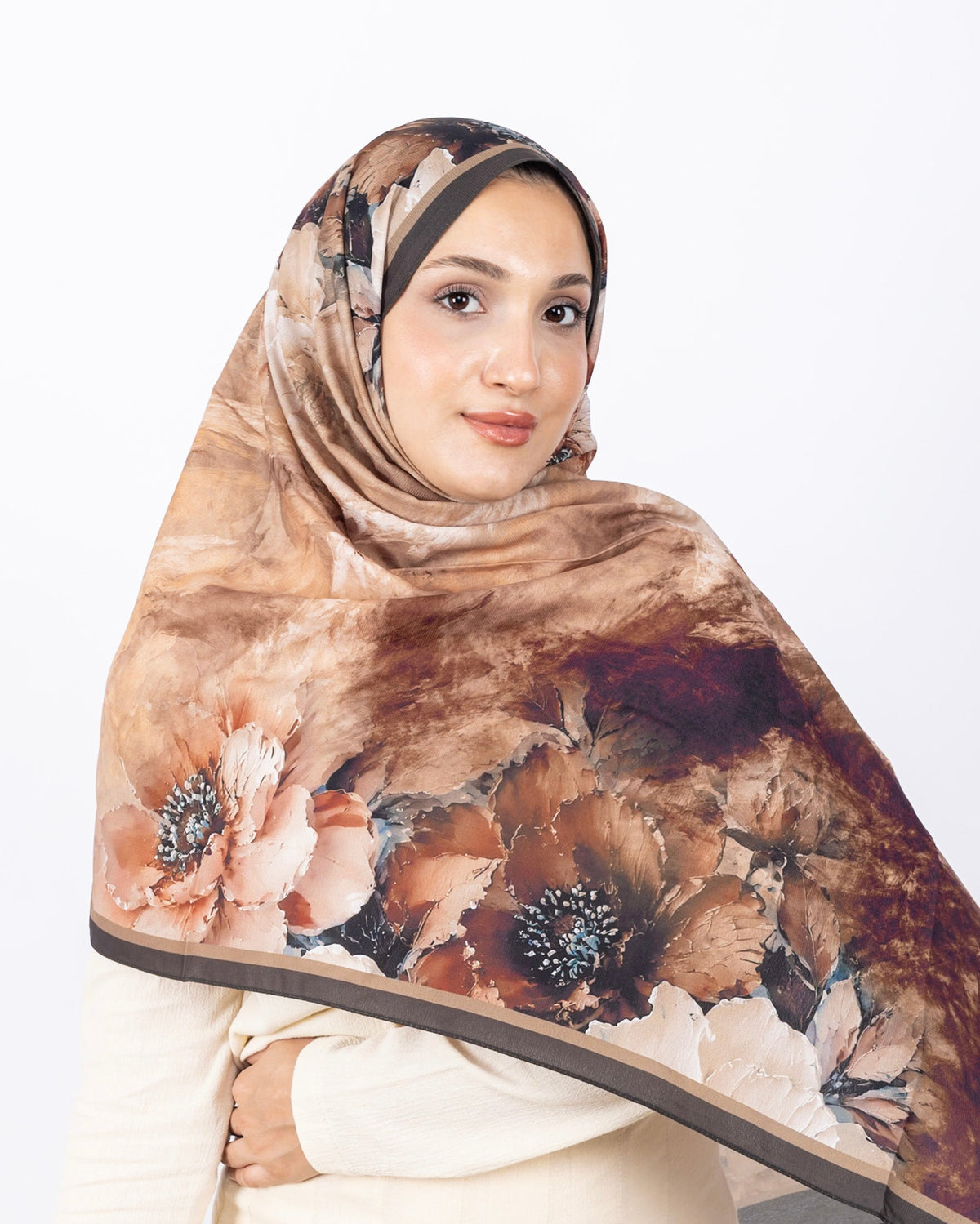 Mikro Soft Şal D005 Siyah, çiçekli desenli, 75 × 185 cm şal – görsel 4