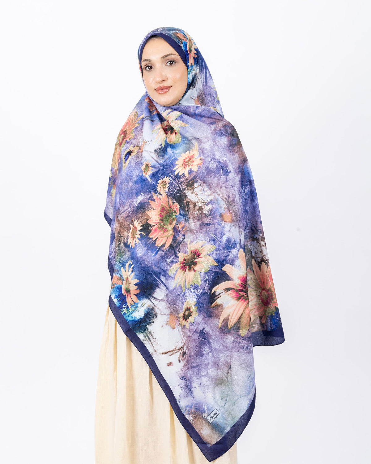 Mikro Soft Şal D002 Morcivert, çiçekli desenli, 75 × 185 cm şal – görsel 2