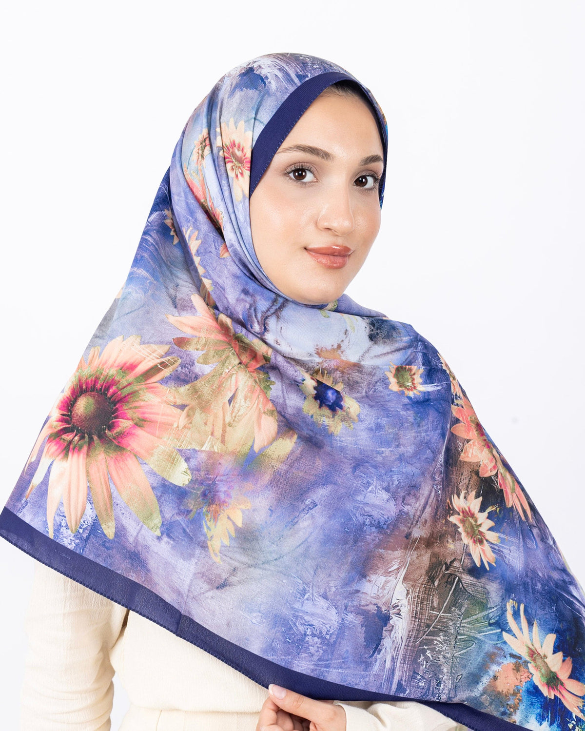 Mikro Soft Şal D002 Morcivert, çiçekli desenli, 75 × 185 cm şal – görsel 3