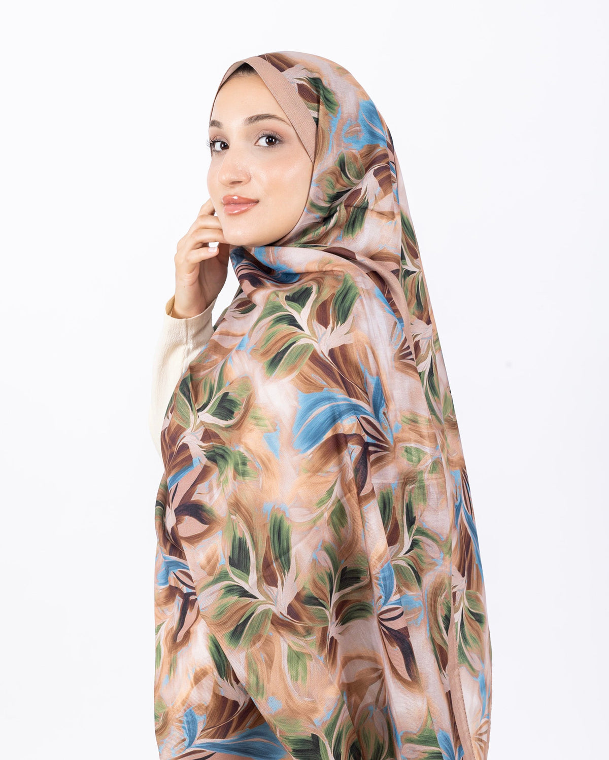 Mikro Soft Şal D011 Somon, çiçekli desenli, 75 × 185 cm şal – görsel 3
