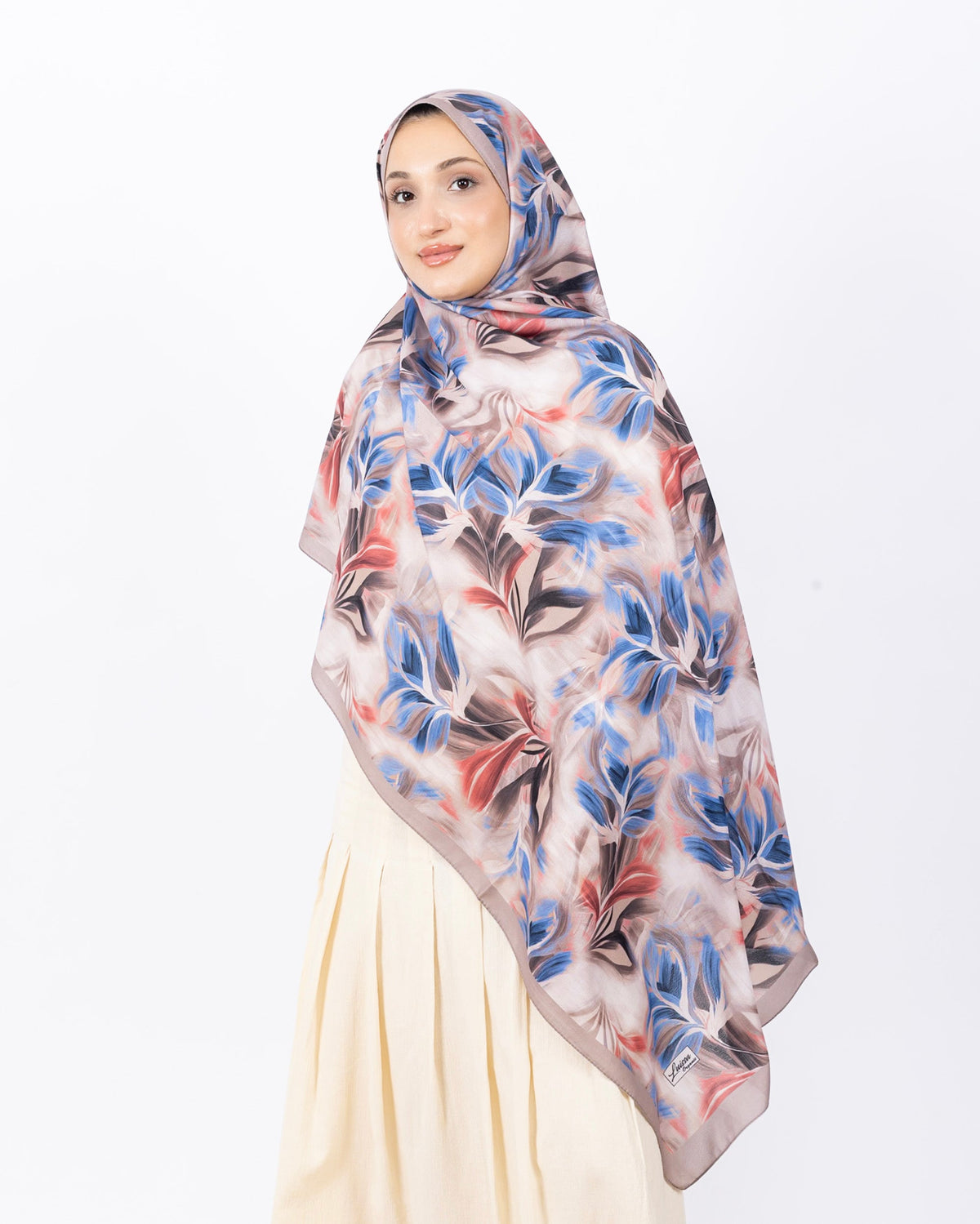 Mikro Soft Şal D011 Açık Vizon, çiçekli desenli, 75 × 185 cm şal – görsel 2