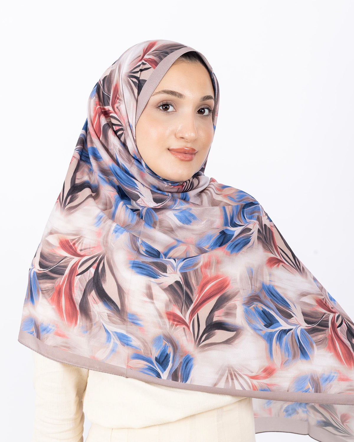 Mikro Soft Şal D011 Açık Vizon, çiçekli desenli, 75 × 185 cm şal – görsel 4