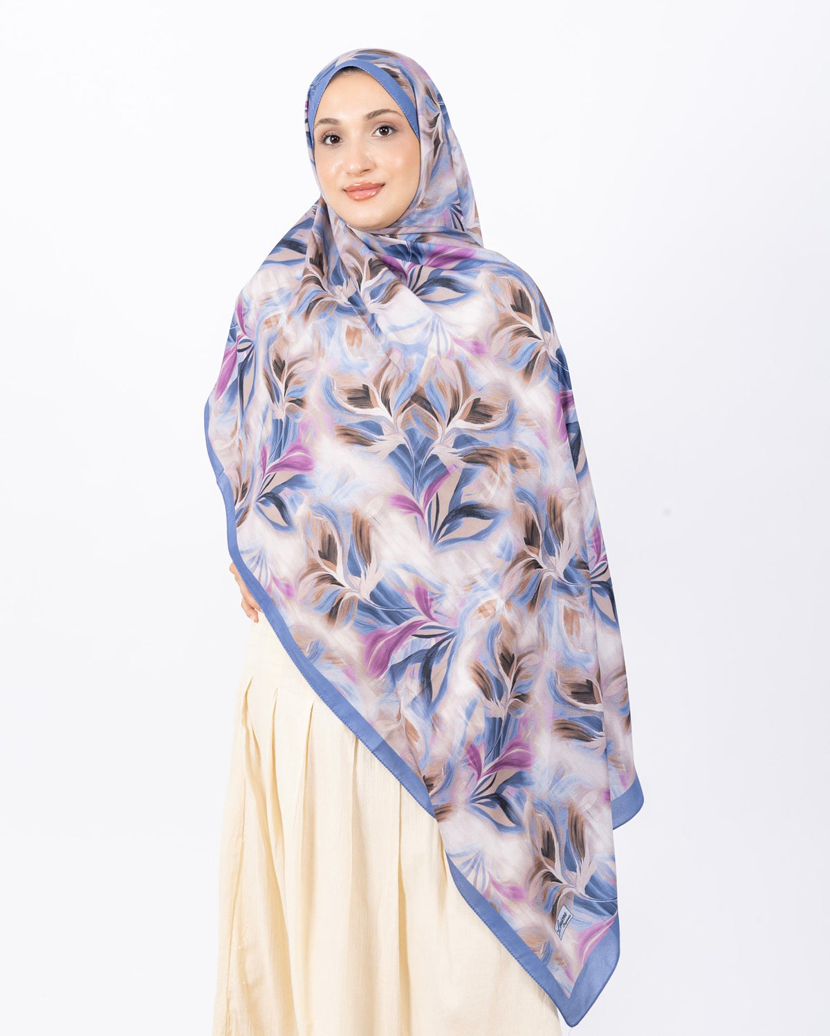 Mikro Soft Şal D011 Mavi, çiçekli desenli, 75 × 185 cm şal – görsel 2