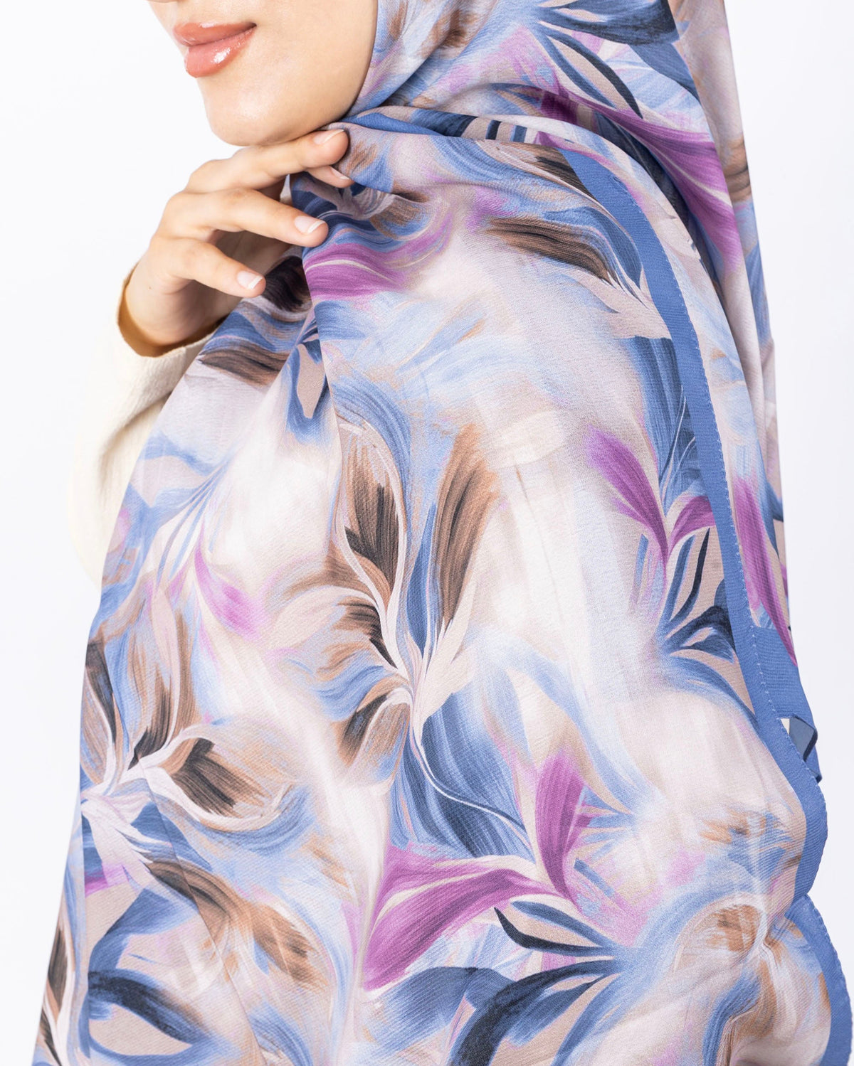 Mikro Soft Şal D011 Mavi, çiçekli desenli, 75 × 185 cm şal – görsel 4
