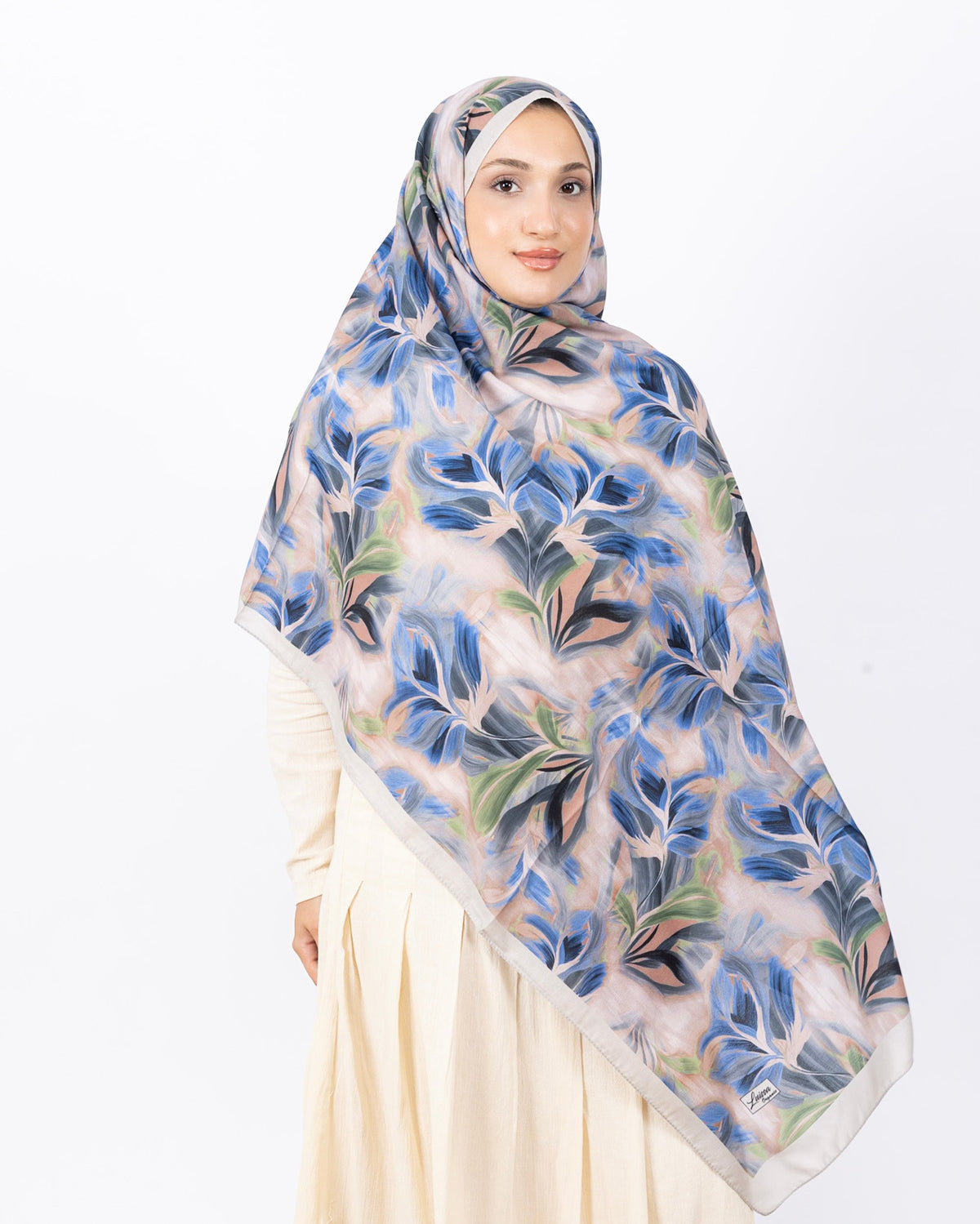 Mikro Soft Şal D011 Taş Rengi, çiçekli desenli, 75 × 185 cm şal – görsel 4