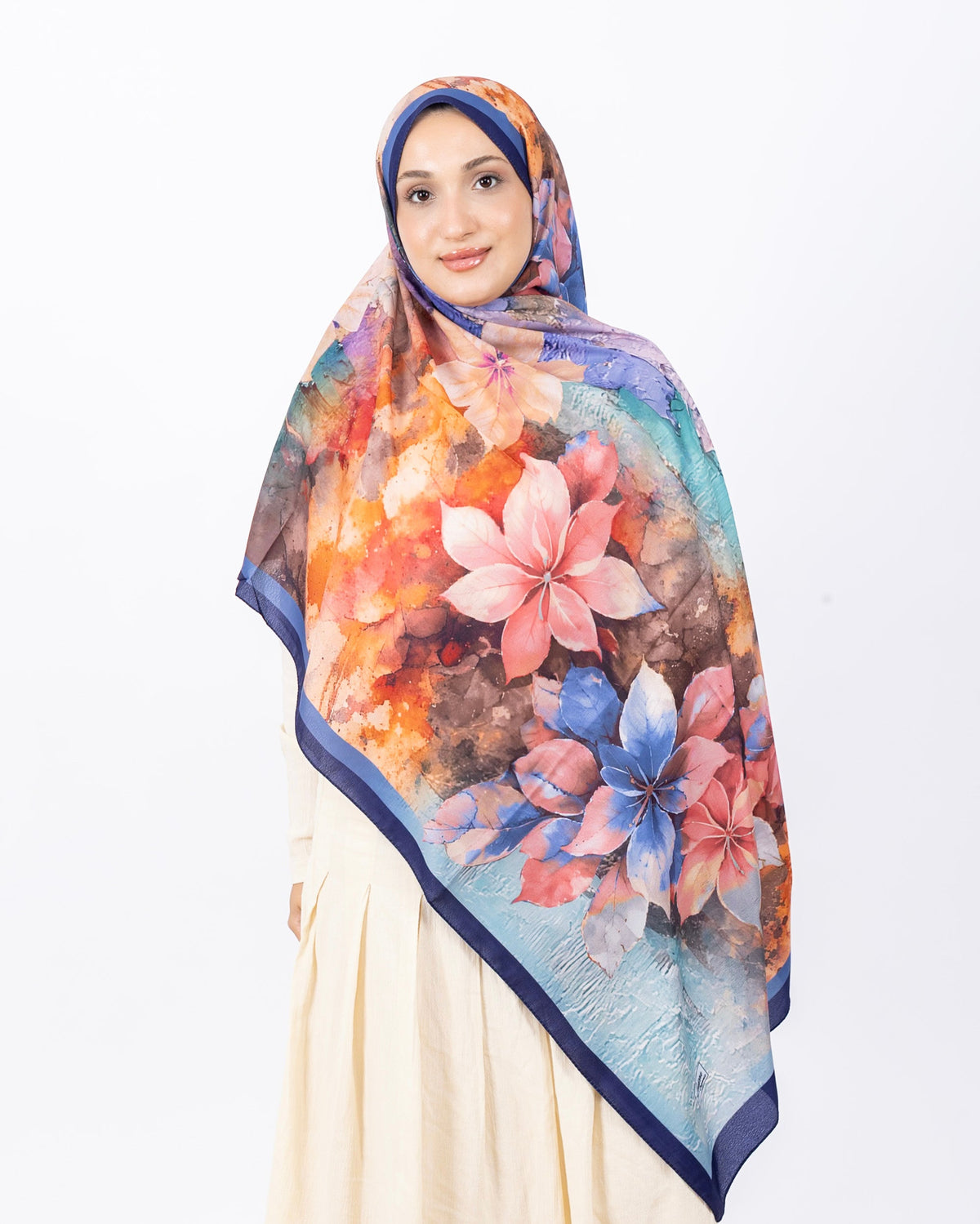 Mikro Soft Şal D013 Morcivert, çiçekli desenli, 75 × 185 cm şal – görsel 1