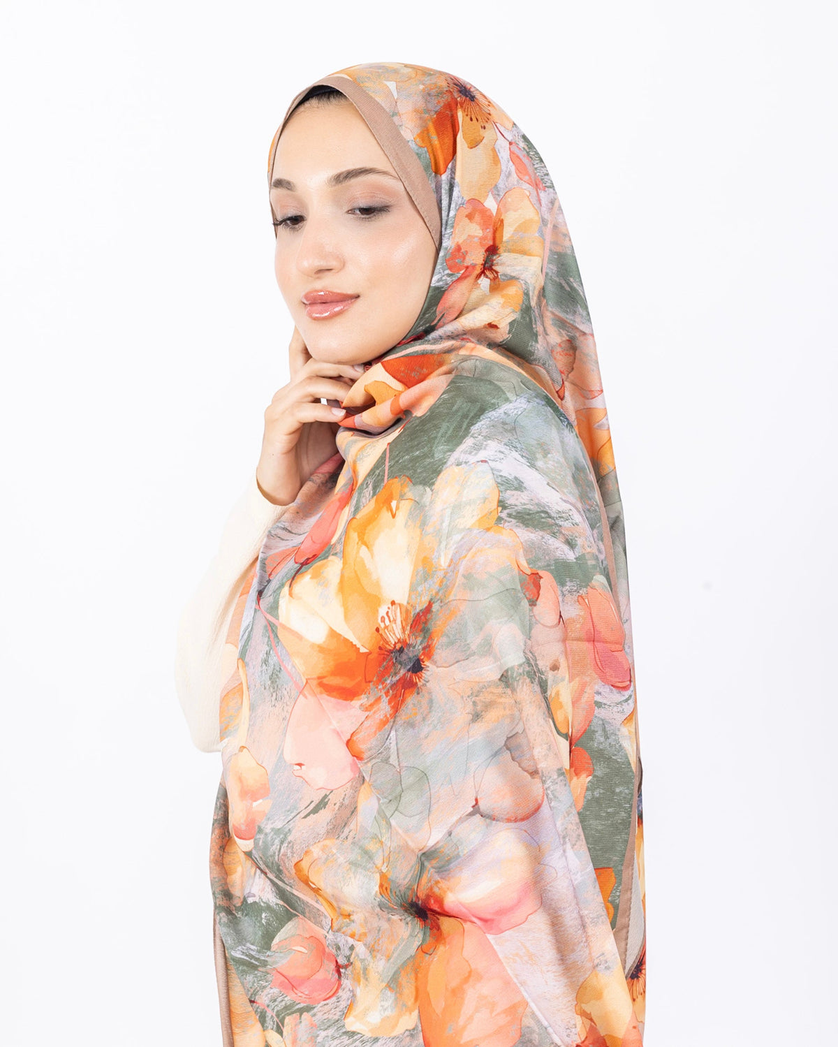 Mikro Soft Şal D015 Bej, çiçekli desenli, 75 × 185 cm şal – görsel 3
