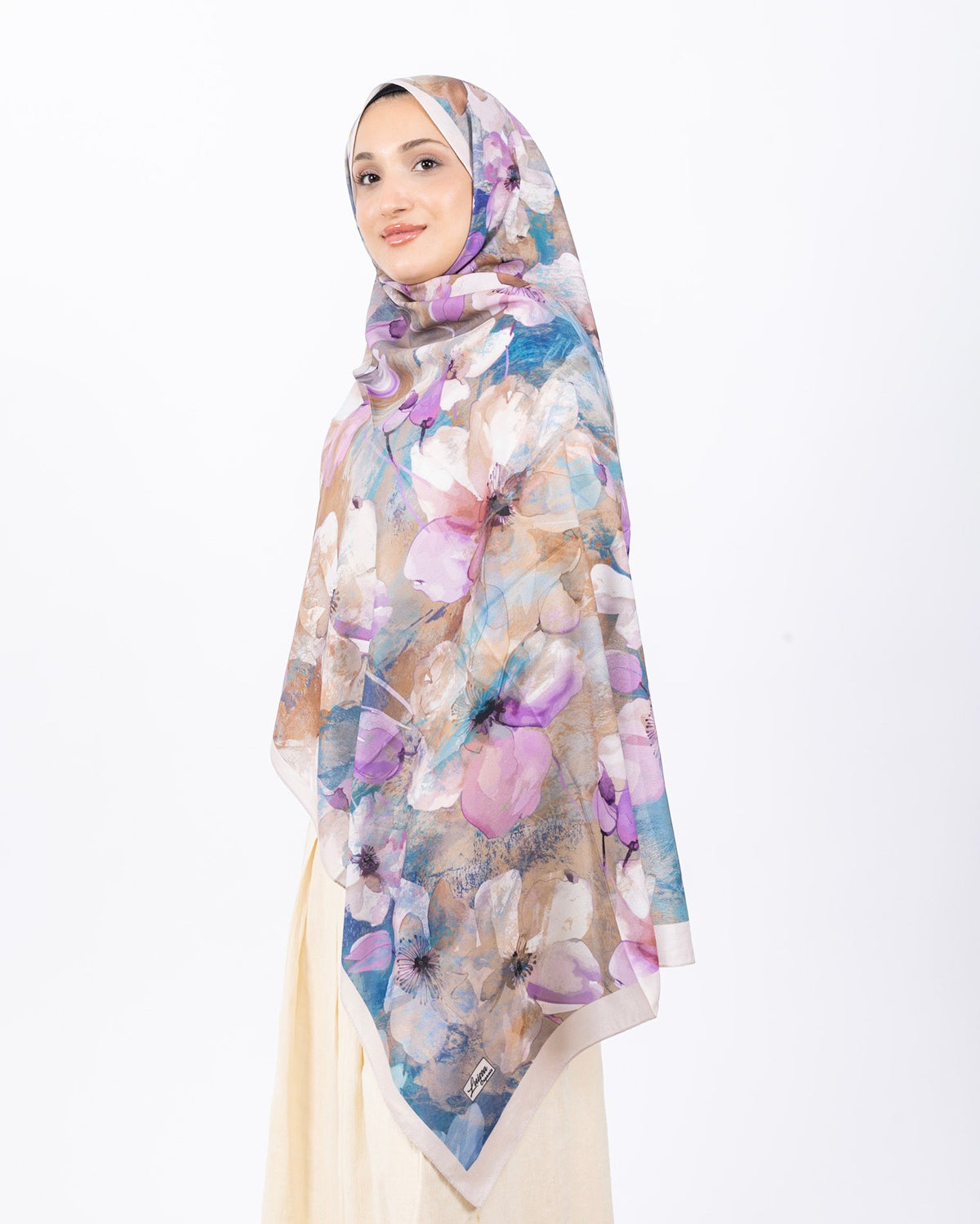 Mikro Soft Şal D015 Taş, çiçekli desenli, 75 × 185 cm şal – görsel 2