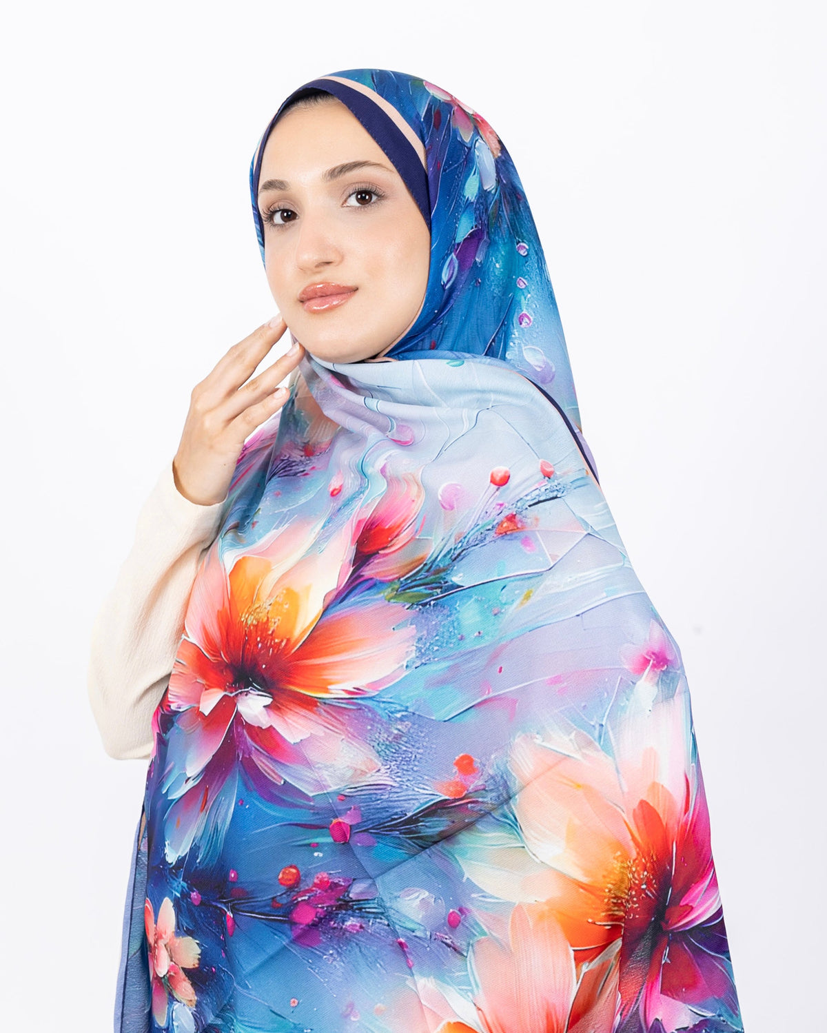 Mikro Soft Şal D004 Morcivert, çiçekli desenli, 75 × 185 cm şal – görsel 3