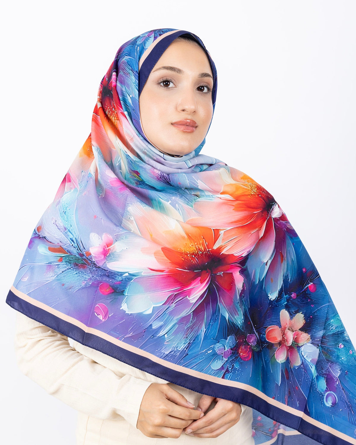 Mikro Soft Şal D004 Morcivert, çiçekli desenli, 75 × 185 cm şal – görsel 4