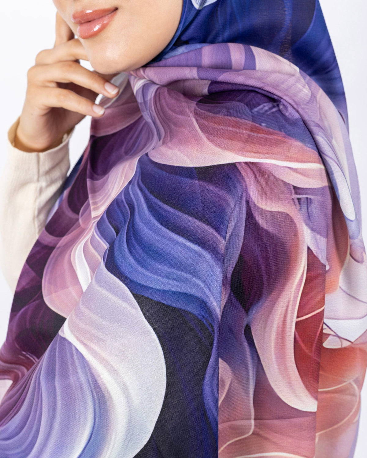 Mikro Soft Şal D012 Lila, çiçekli desenli, 75 × 185 cm şal – görsel 4
