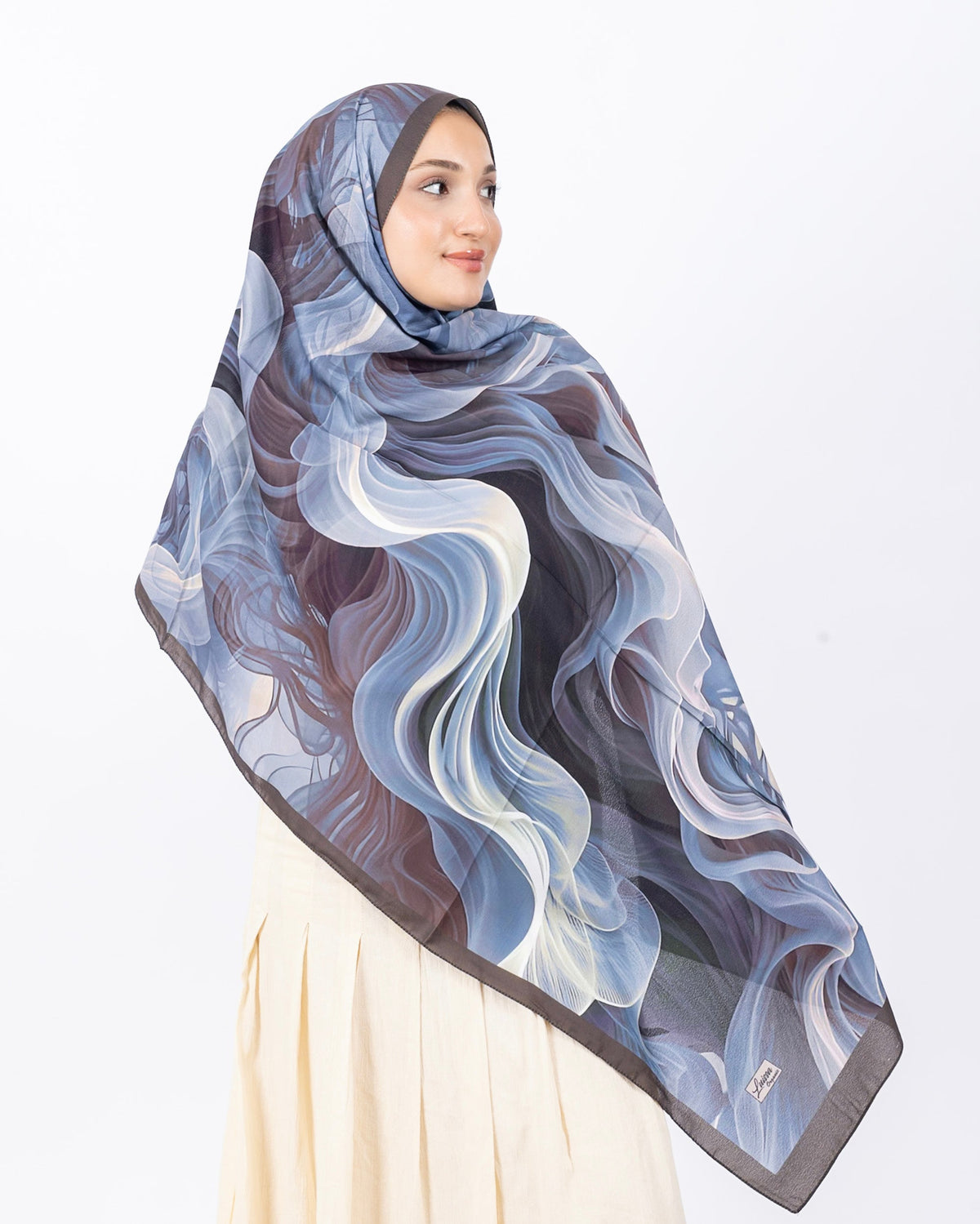 Mikro Soft Şal D012 Koyu Kahverengi, çiçekli desenli, 75 × 185 cm şal – görsel 2