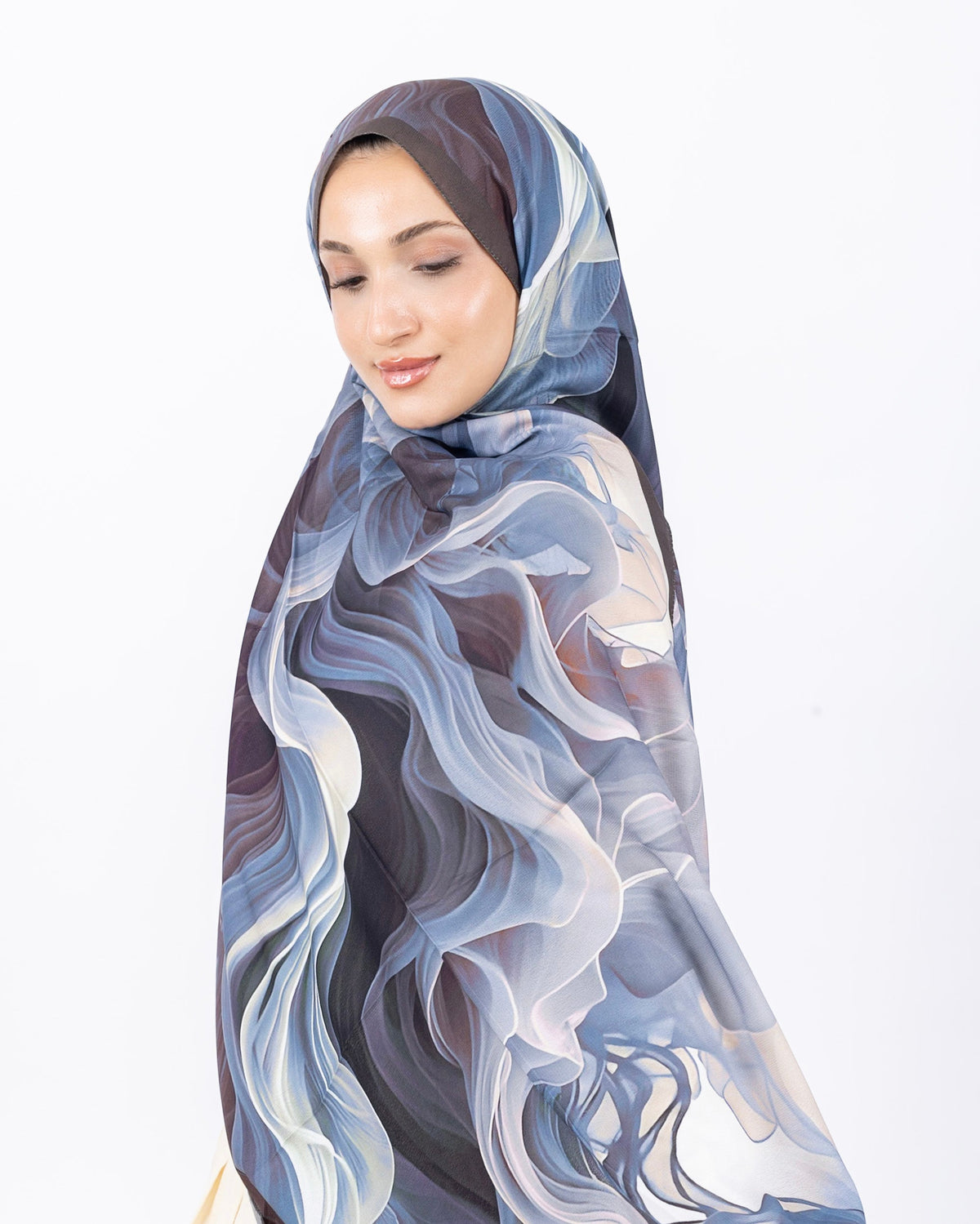 Mikro Soft Şal D012 Koyu Kahverengi, çiçekli desenli, 75 × 185 cm şal – görsel 3