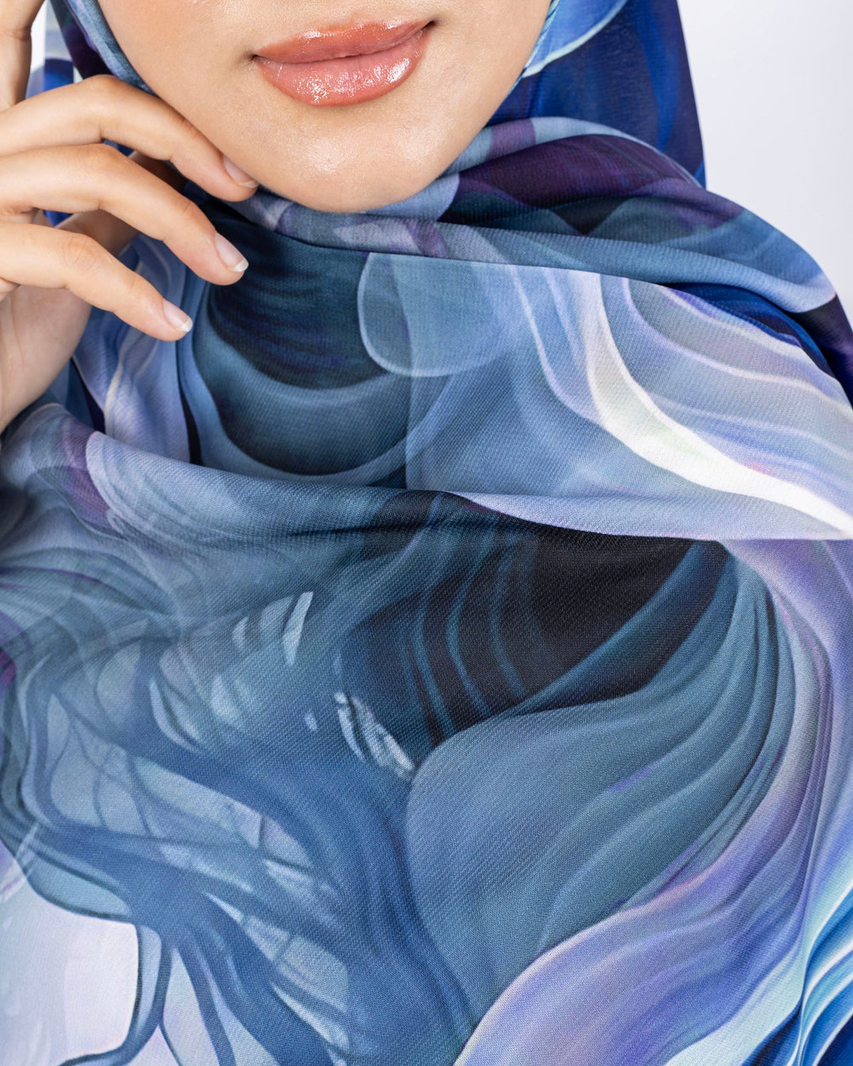Mikro Soft Şal D012 Lacivert, çiçekli desenli, 75 × 185 cm şal – görsel 4