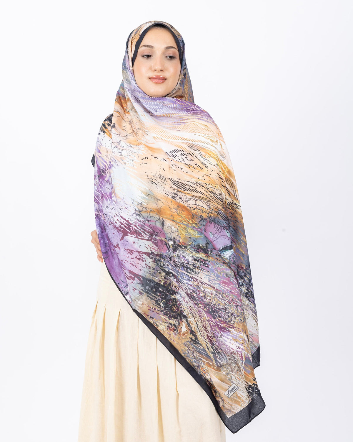 Mikro Soft Şal D016 Siyah, çiçekli desenli, 75 × 185 cm şal – görsel 2
