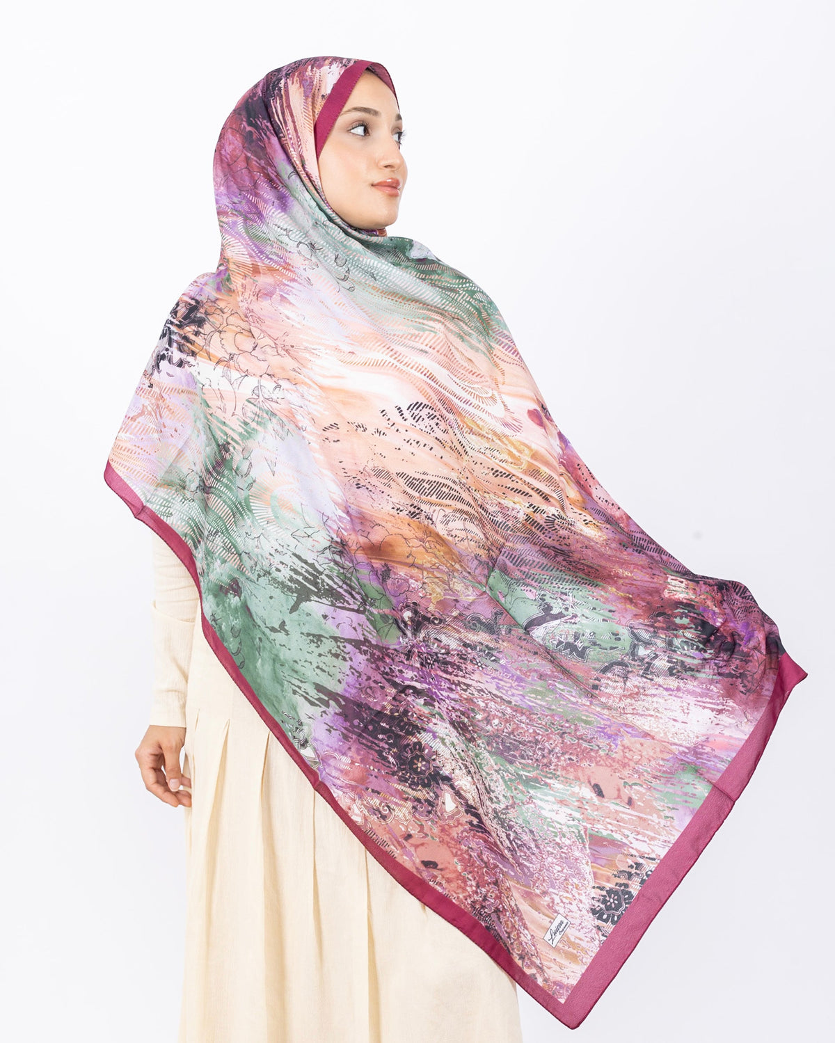 Mikro Soft Şal D016 Fuşya, çiçekli desenli, 75 × 185 cm şal – görsel 2