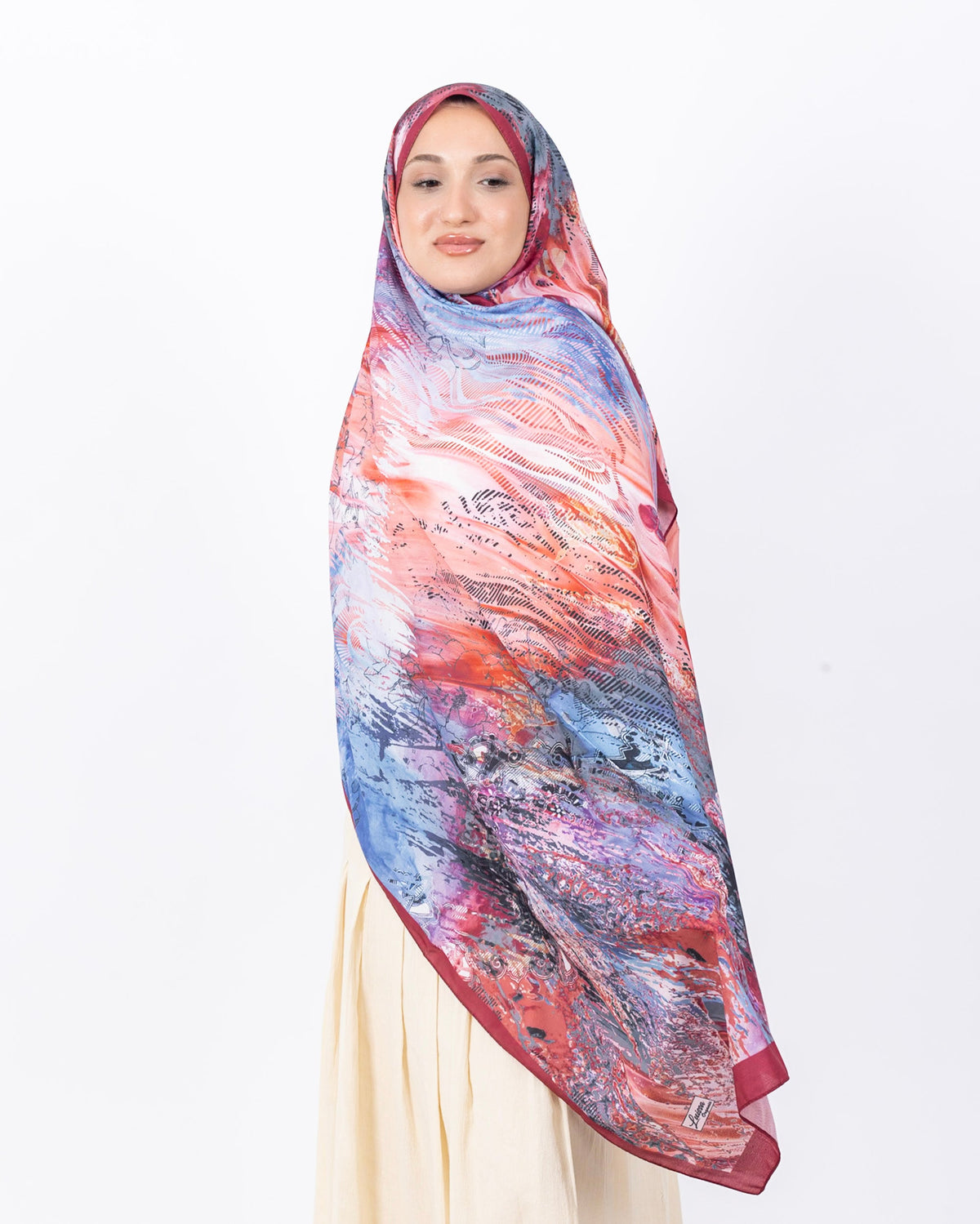 Mikro Soft Şal D016 Vişne Rengi, çiçekli desenli, 75 × 185 cm şal – görsel 2