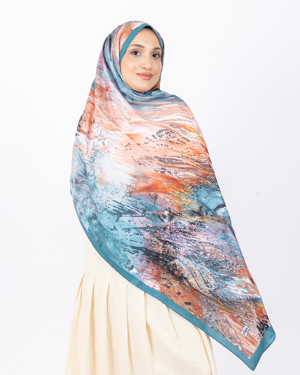 Mikro Soft Şal D016 Mint Yeşili, çiçekli desenli, 75 × 185 cm şal – görsel 2