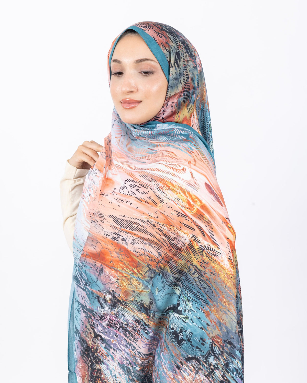 Mikro Soft Şal D016 Mint Yeşili, çiçekli desenli, 75 × 185 cm şal – görsel 3