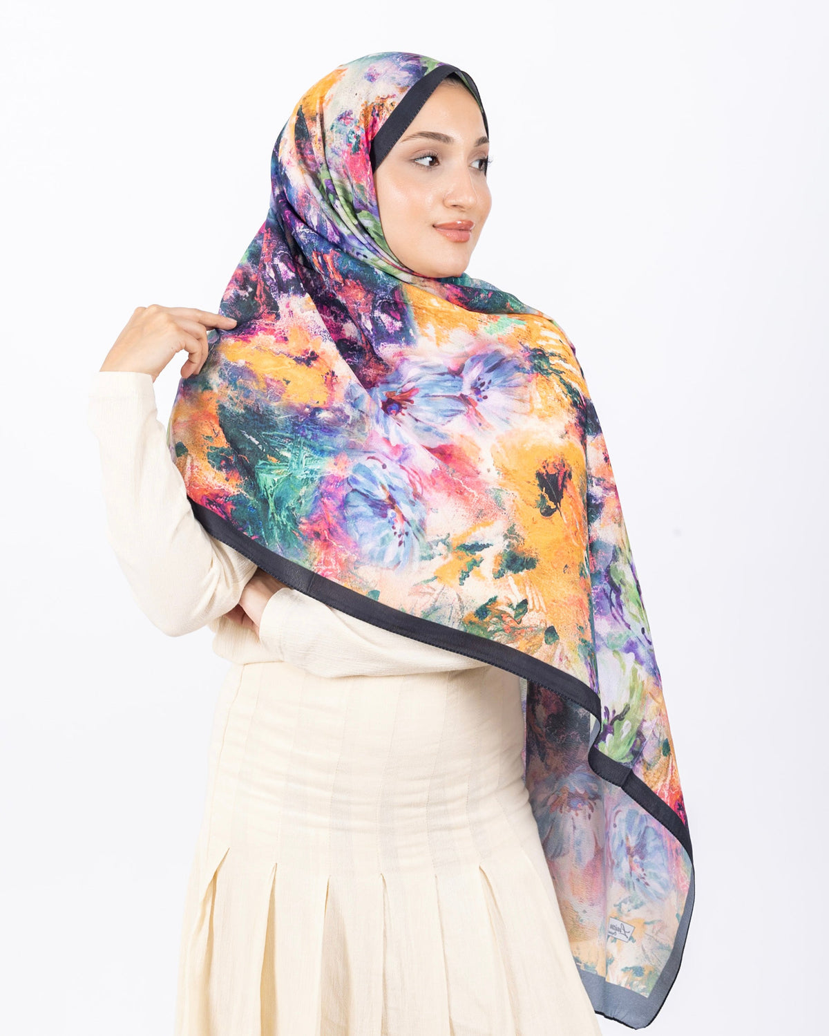 Mikro Soft Şal D014 Siyah, çiçekli desenli, 75 × 185 cm şal – görsel 3