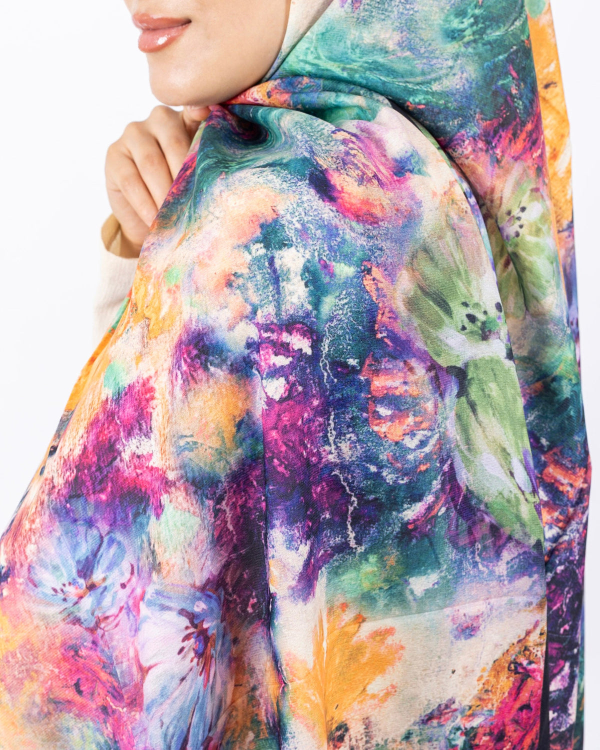 Mikro Soft Şal D014 Siyah, çiçekli desenli, 75 × 185 cm şal – görsel 4