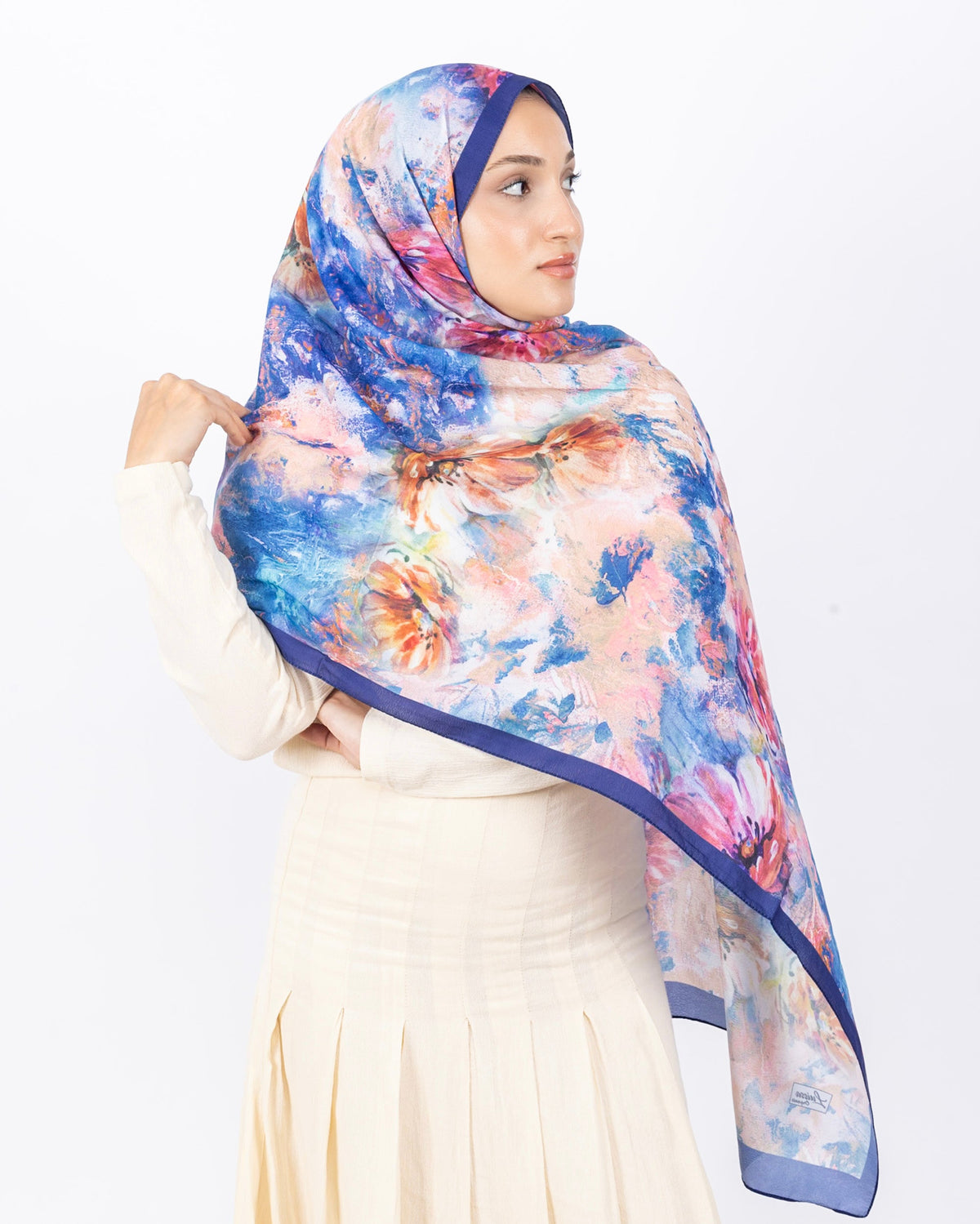 Mikro Soft Şal D014 Morcivert, çiçekli desenli, 75 × 185 cm şal – görsel 1