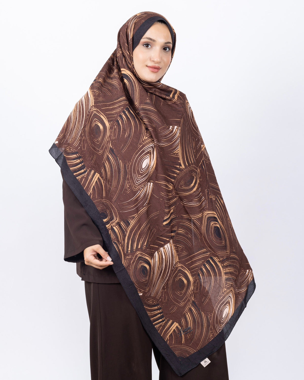 Mikro Bambu Kraş Şal D022 Kahverengi, 75 × 185 cm şal – görsel 2