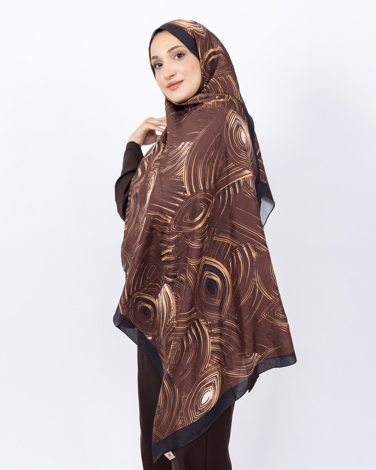 Mikro Bambu Kraş Şal D022 Kahverengi, 75 × 185 cm şal – görsel 3